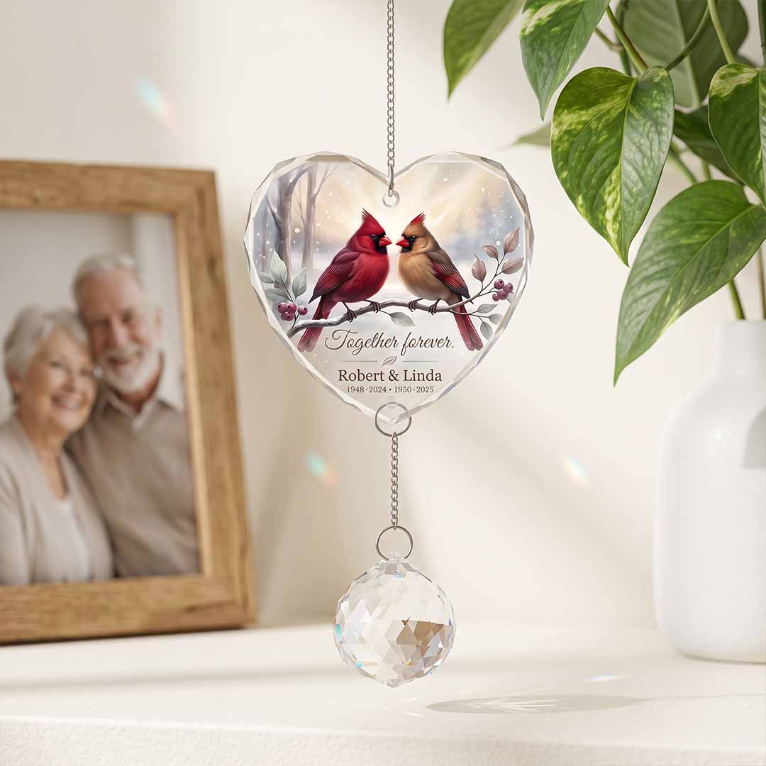 Heart Glass Ornament With Crystal Charm
