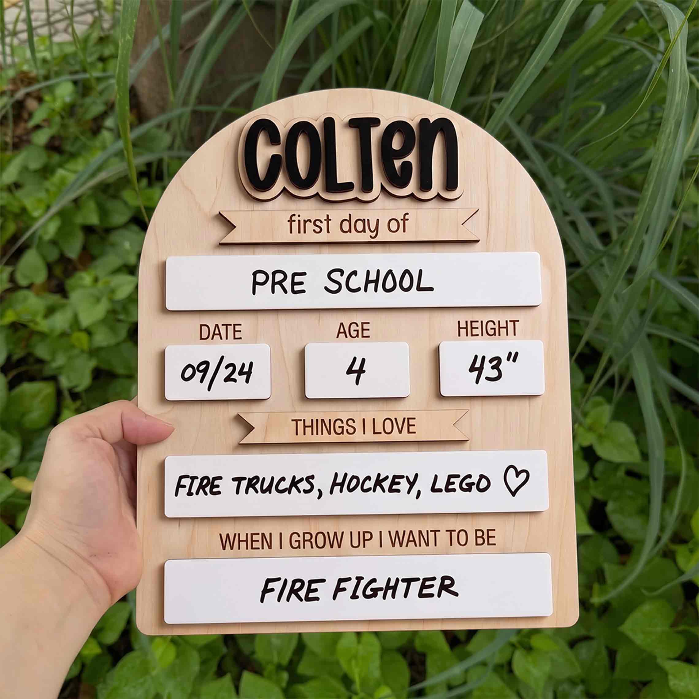 Personalized Scandinavian Style First & Last Day School Sign, Reusable Dry Erase Board, Back to School Sign