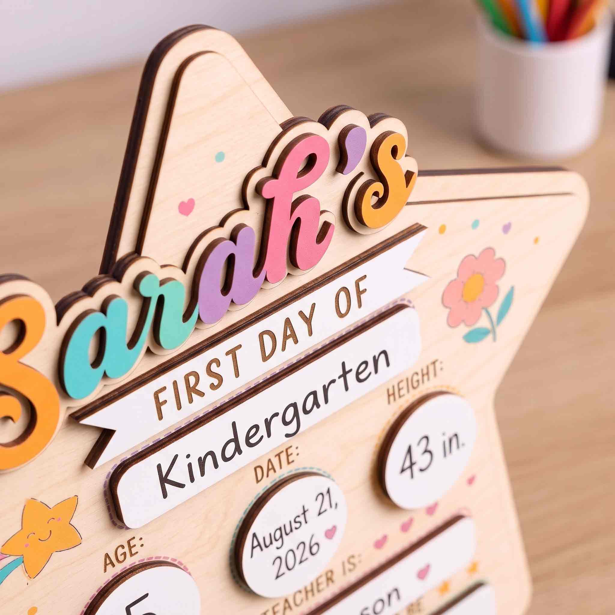 Personalized Rainbow Star First & Last Day School Board, Reusable Dry Erase Board, Back to School Sign