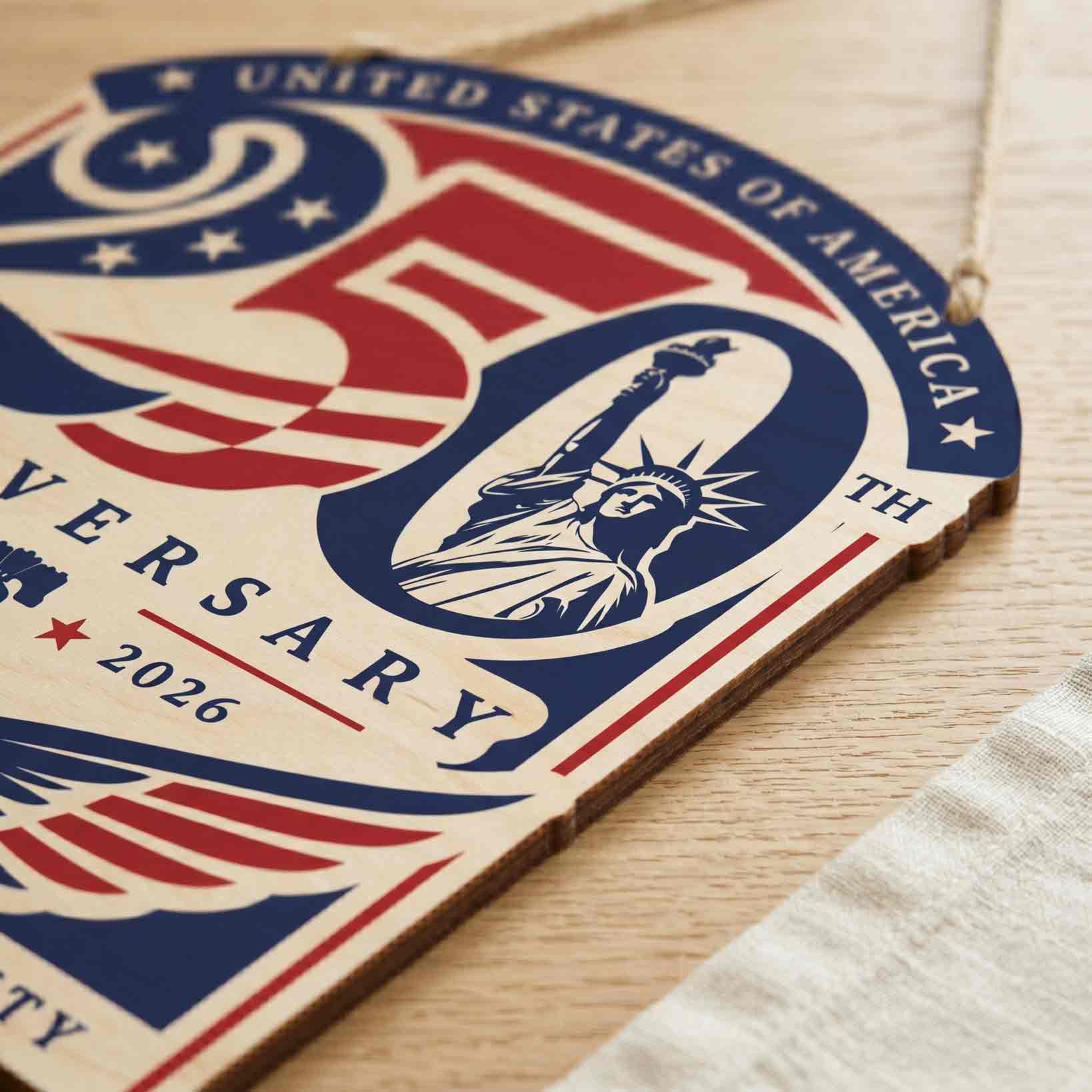 America 250th Anniversary Freedom Liberty Unity Patriotic Eagle Decor Wooden Sign