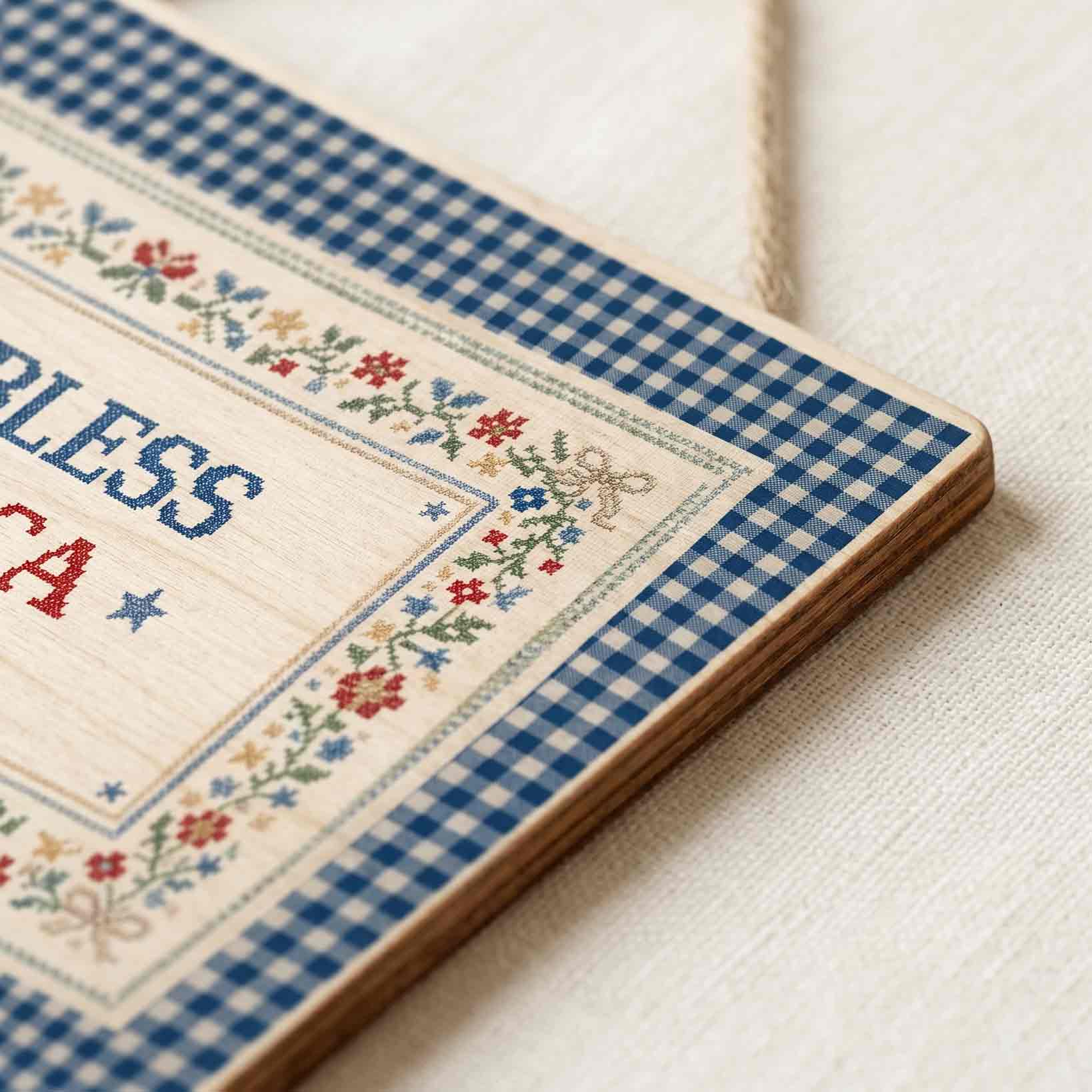 God Bless America Farmhouse Wooden Sign