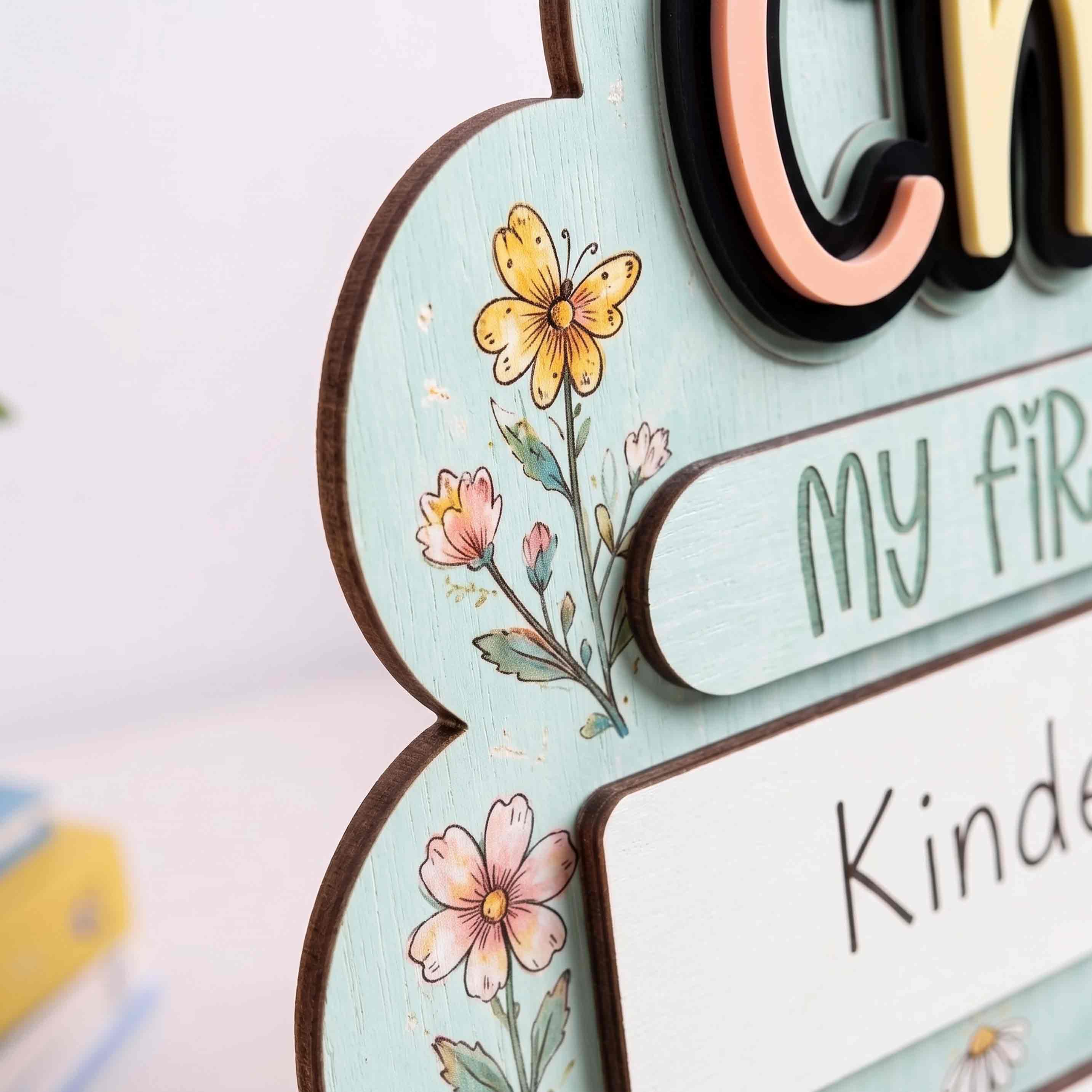 Personalized Floral Cloud First & Last Day School Board, Reusable Dry Erase Board, Back to School Sign