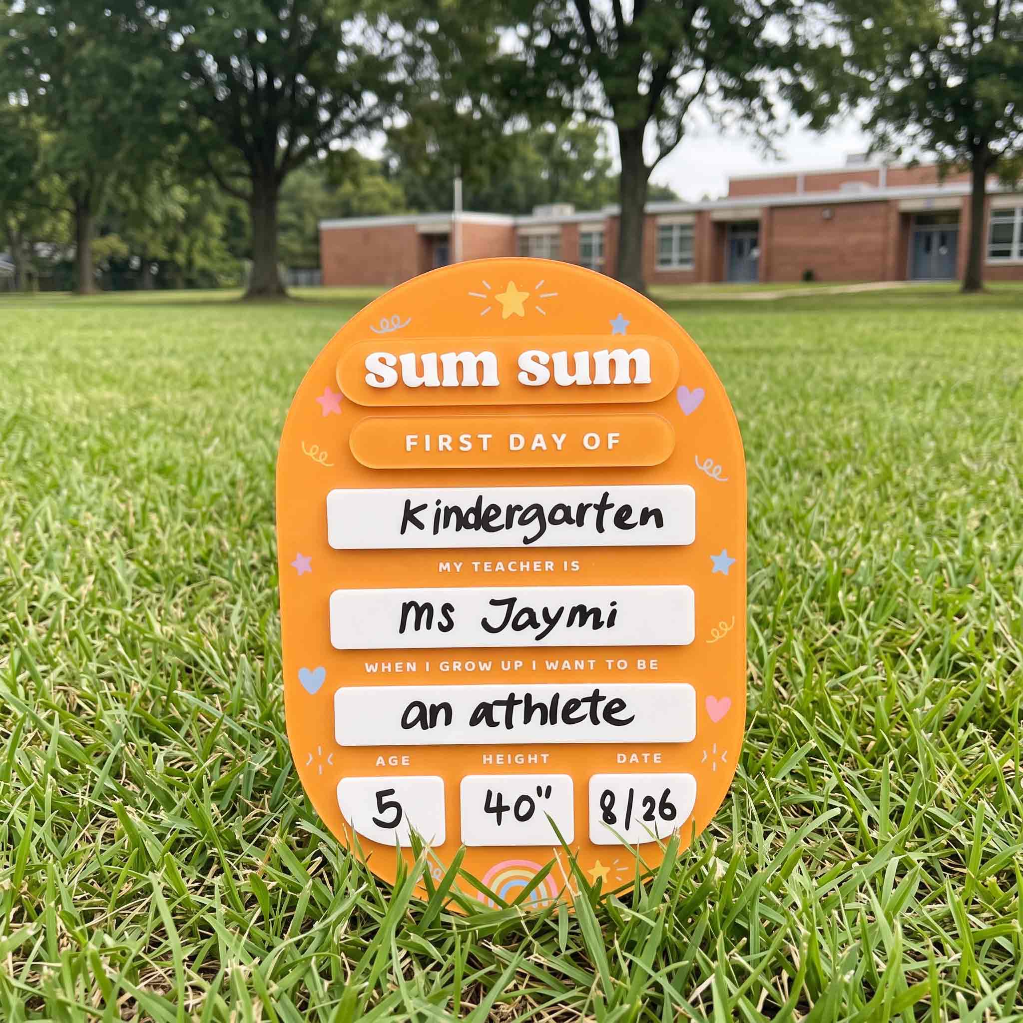 Personalized Orange Rainbow First & Last Day School Board, Reusable Dry Erase Board, Back to School Sign
