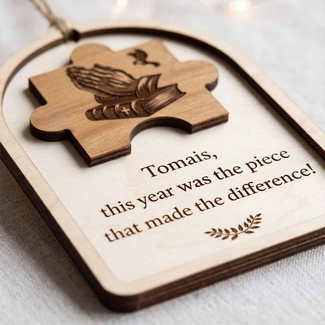 You Made The Difference Puzzle Piece Personalized Custom Name Message Retirement 2-Layer Wooden Christmas Ornament Appreciation Gift for Retirees