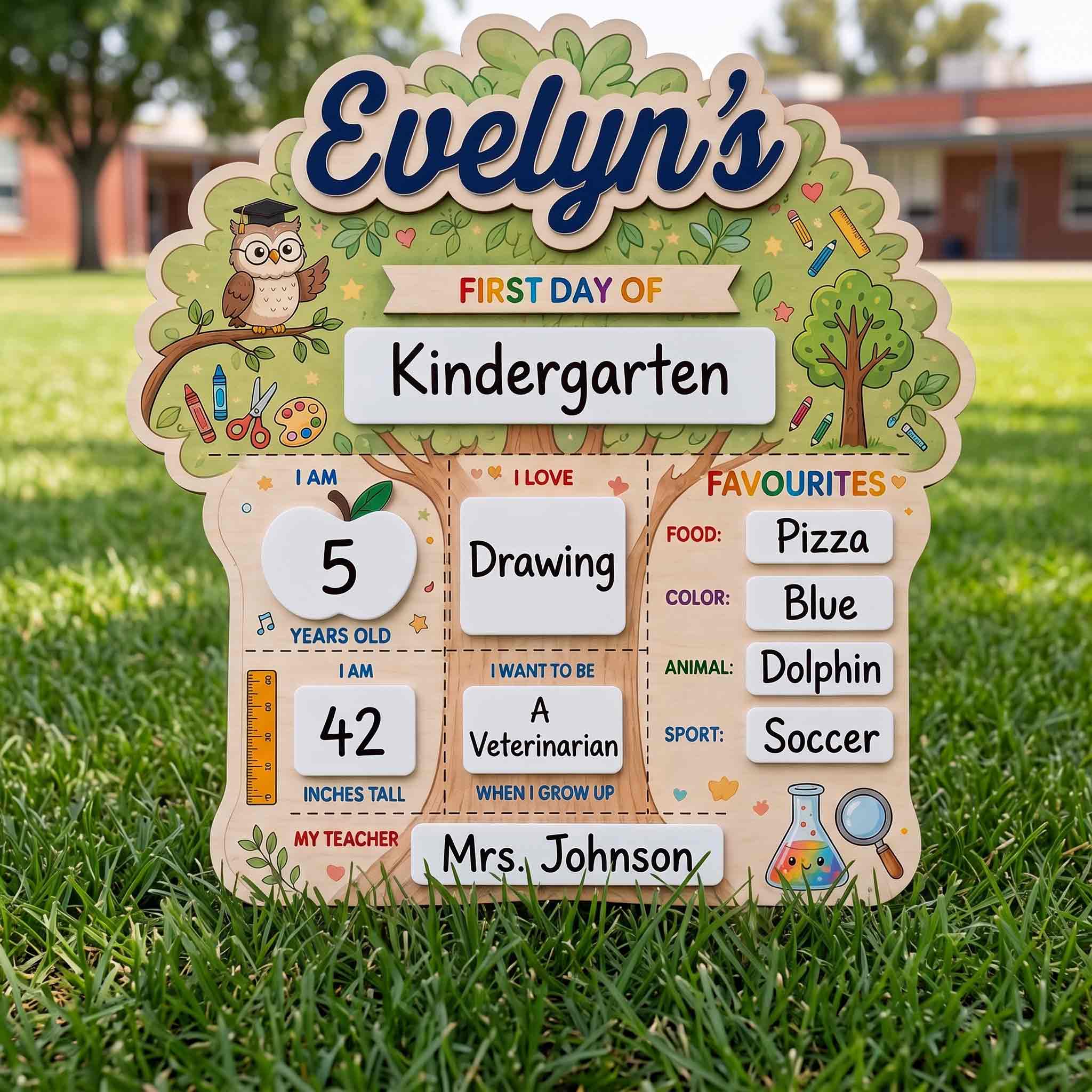 Personalized Classroom Tree First & Last Day School Board, Reusable Dry Erase Board, Back to School Sign