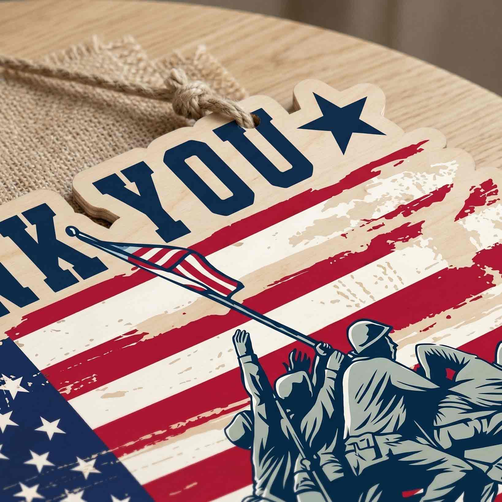 Thank You For Your Service Wooden Sign Patriotic Veteran Decor