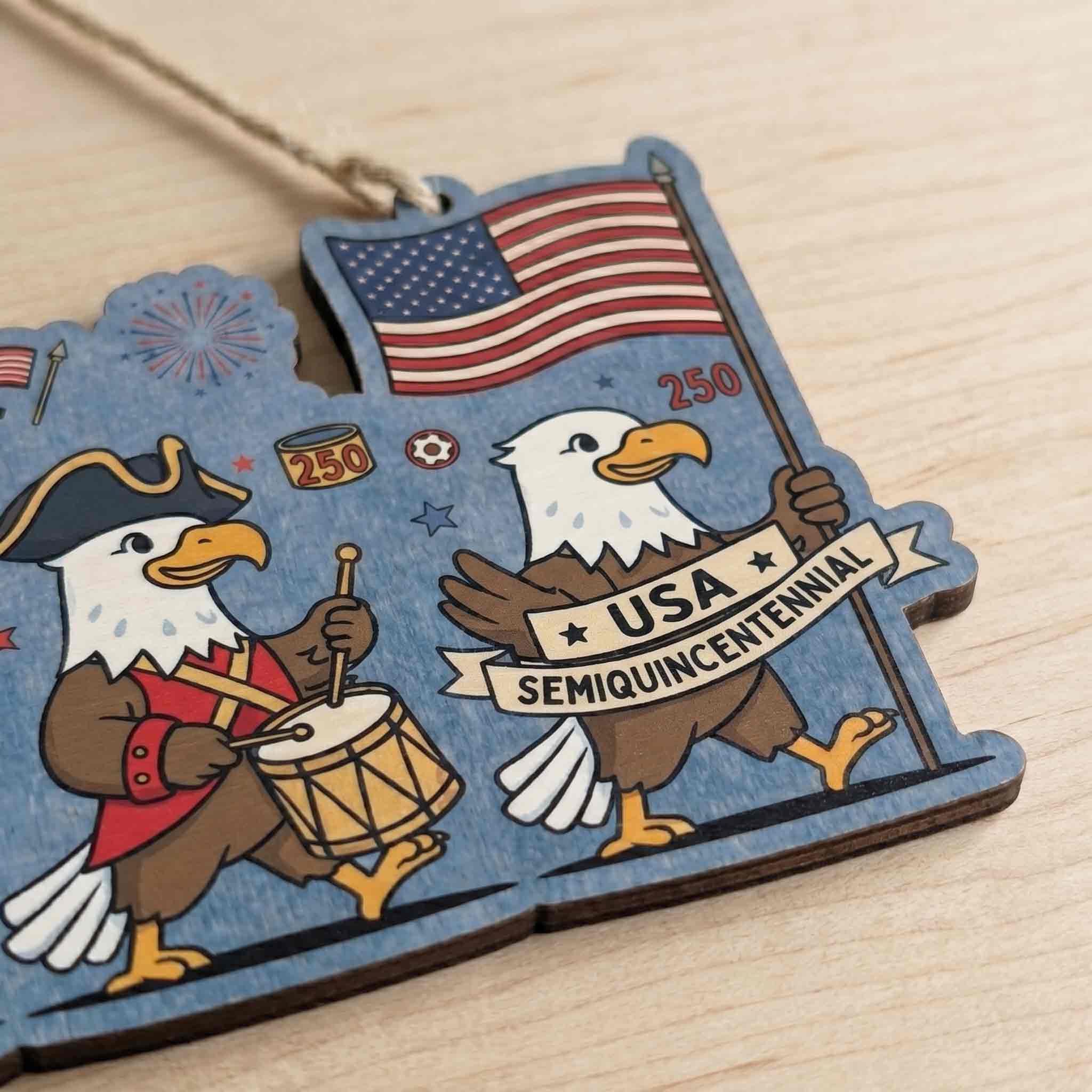 America 250th Anniversary Eagle We the People Wooden Sign