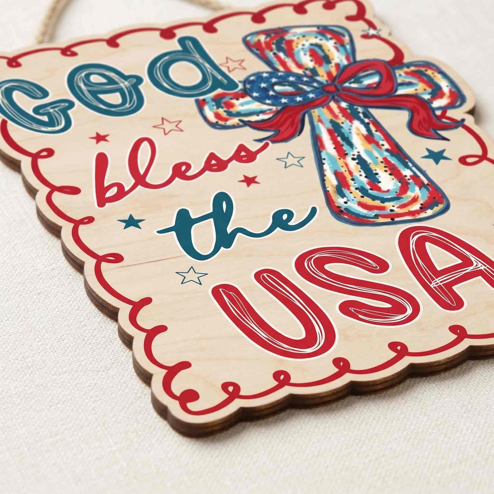 God Bless the USA America 250th Anniversary Wooden Sign