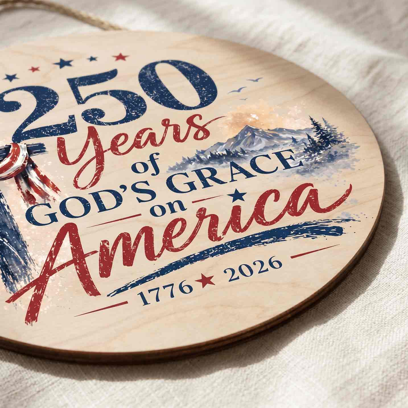 250 Years of Gods Grace on America 1776-2026 Wooden Sign