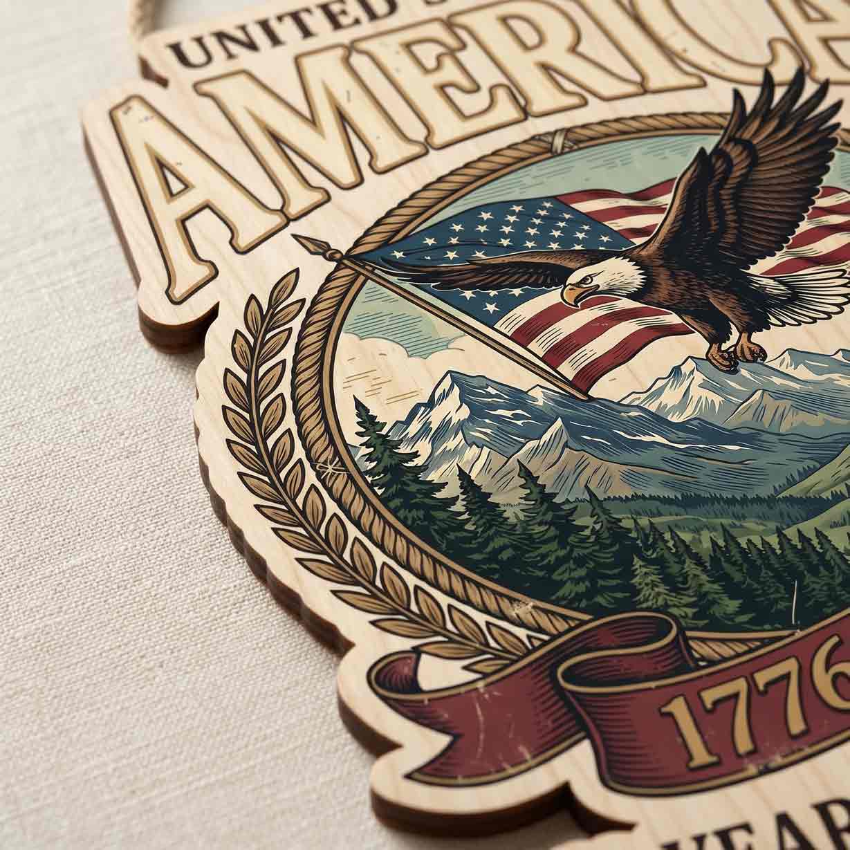 United States of America 250 Years of Freedom 1776-2026 Bald Eagle American Flag Patriotic Wooden Sign