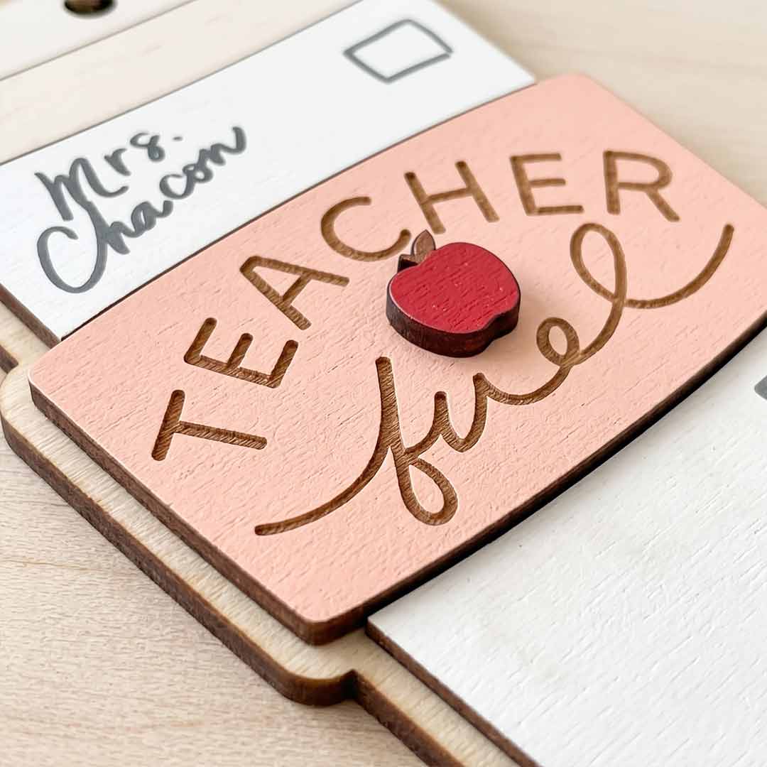 Teacher Fuel Tumbler Personalized Teacher Custom Name Teacher Appreciation Gift Wooden Christmas Ornament