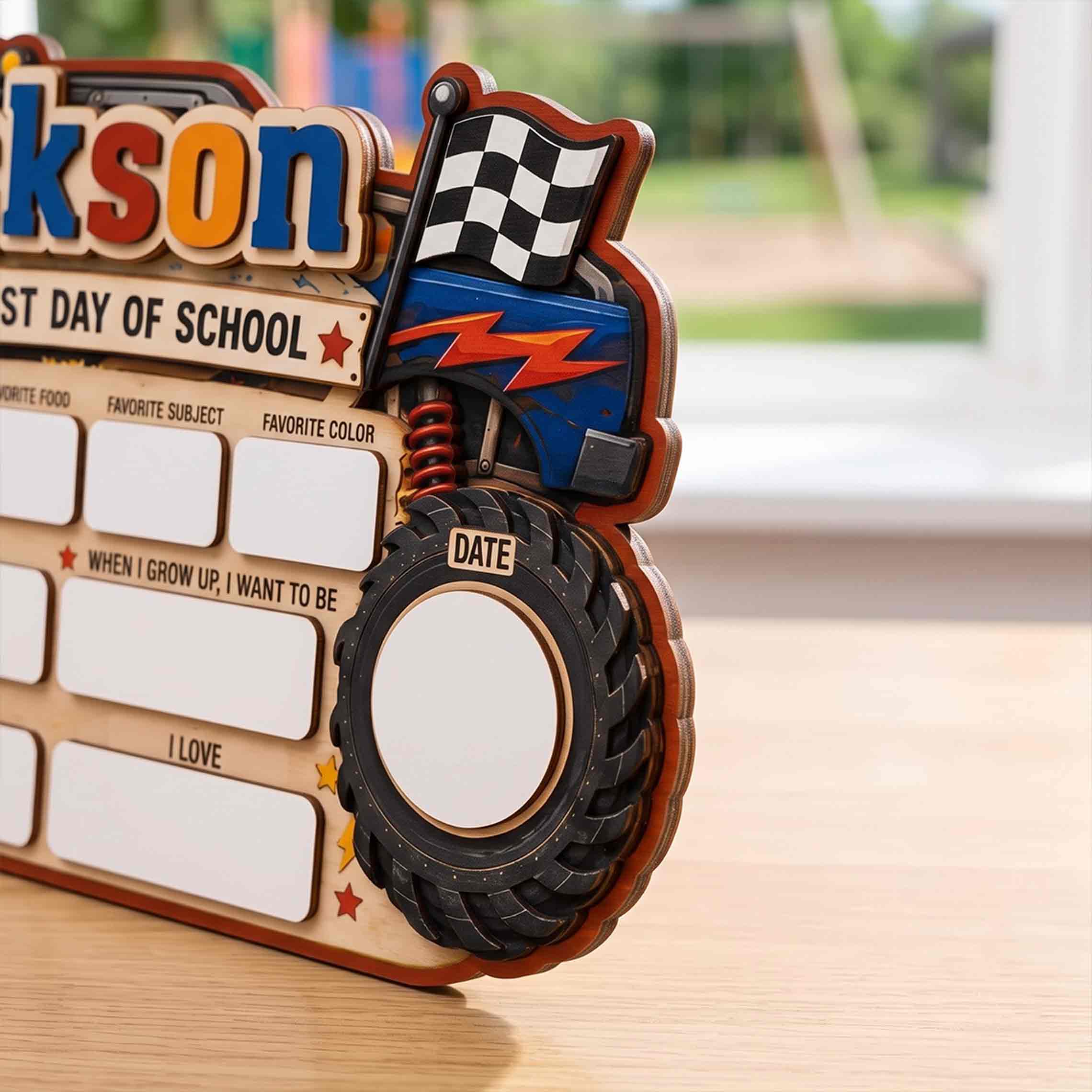 Personalized Monster Truck Theme First & Last Day School Sign, Reusable Dry Erase Board, Back to School Sign