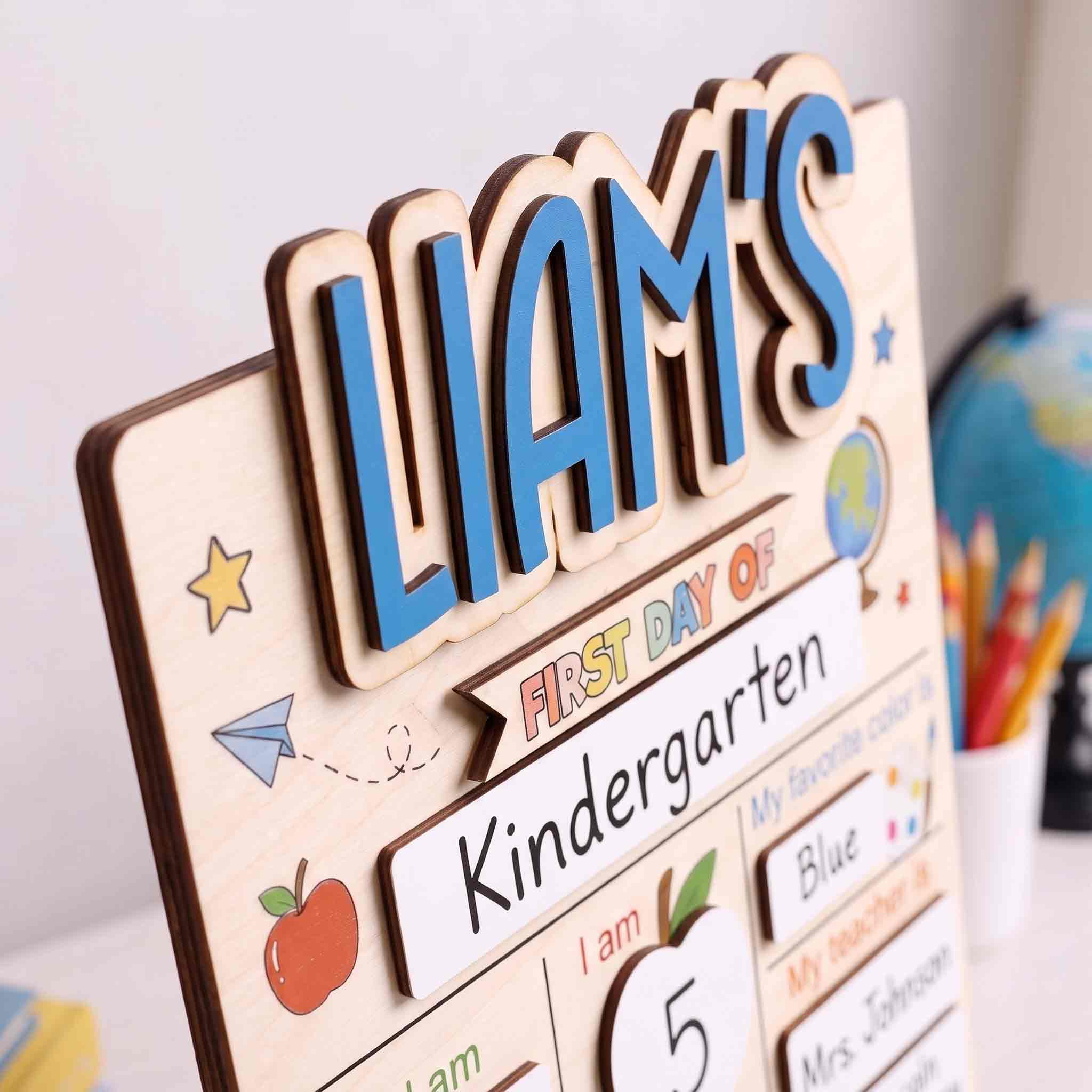 Personalized Cute School Icons First & Last Day School Sign, Reusable Dry Erase Board, Back to School Sign