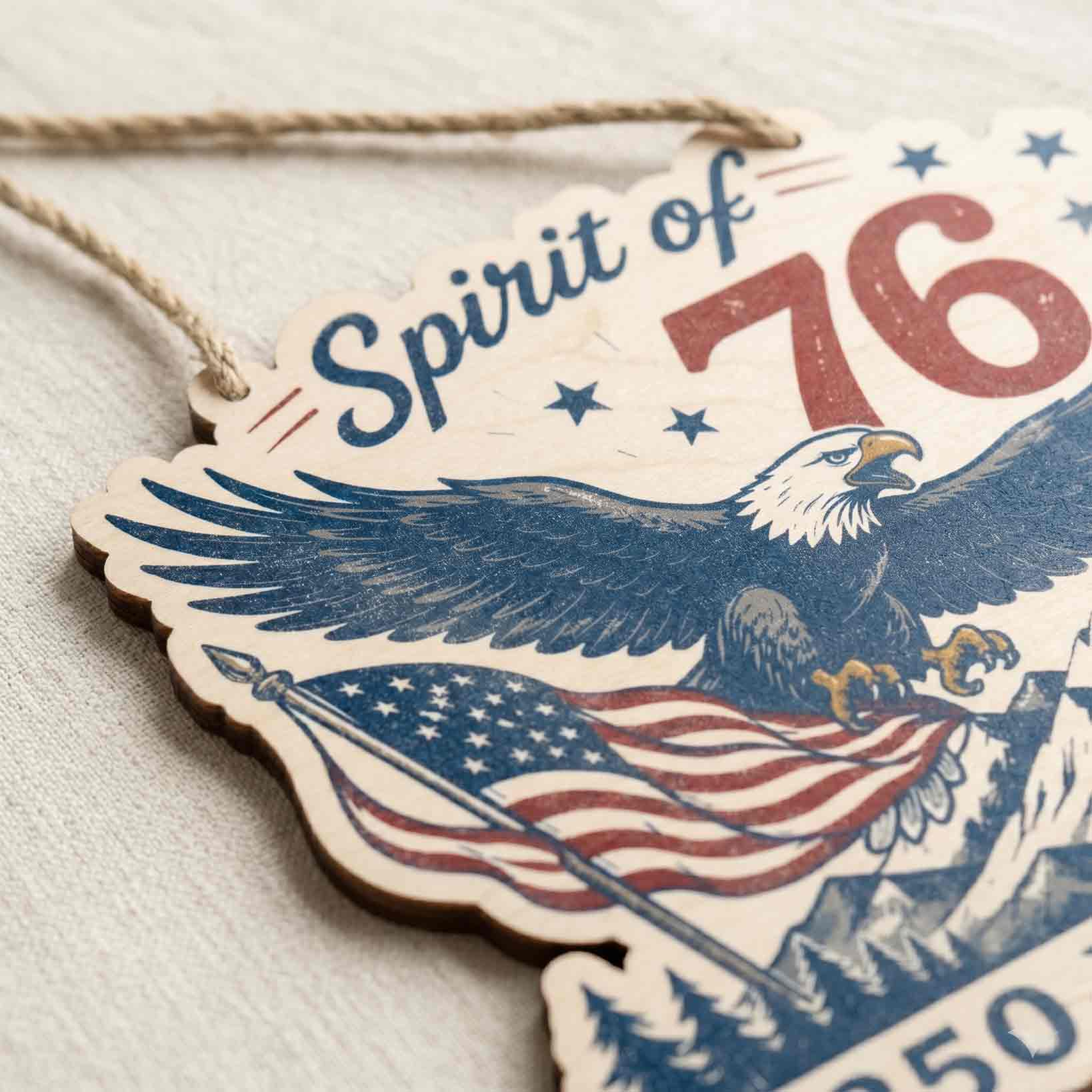 Spirit of 76 Wooden Sign America 250 Years Patriotic Decor