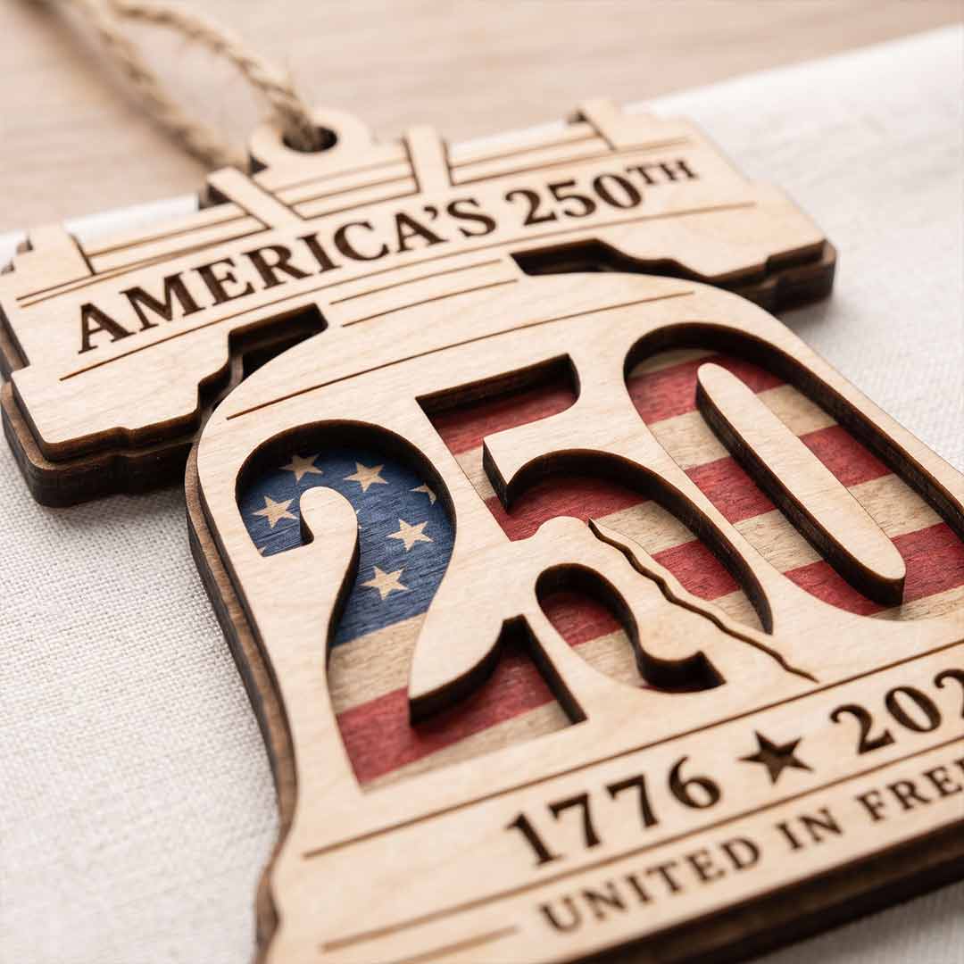 America's 250th Liberty Bell Patriotic 2-Layer Wooden Christmas Ornament for USA 250th Anniversary Gift