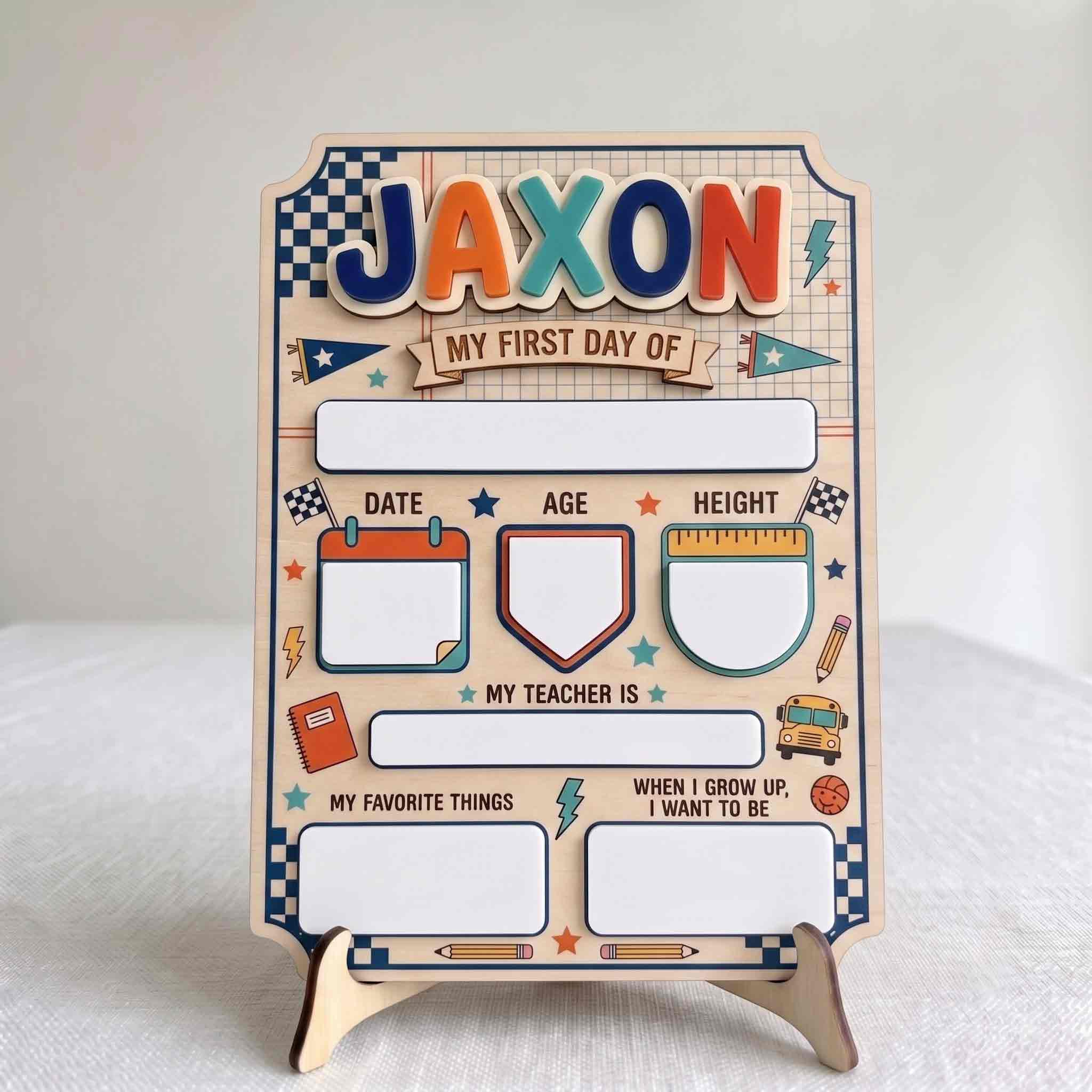 Personalized Vintage Campus Vibe First & Last Day School Sign, Reusable Dry Erase Board, Back to School Sign