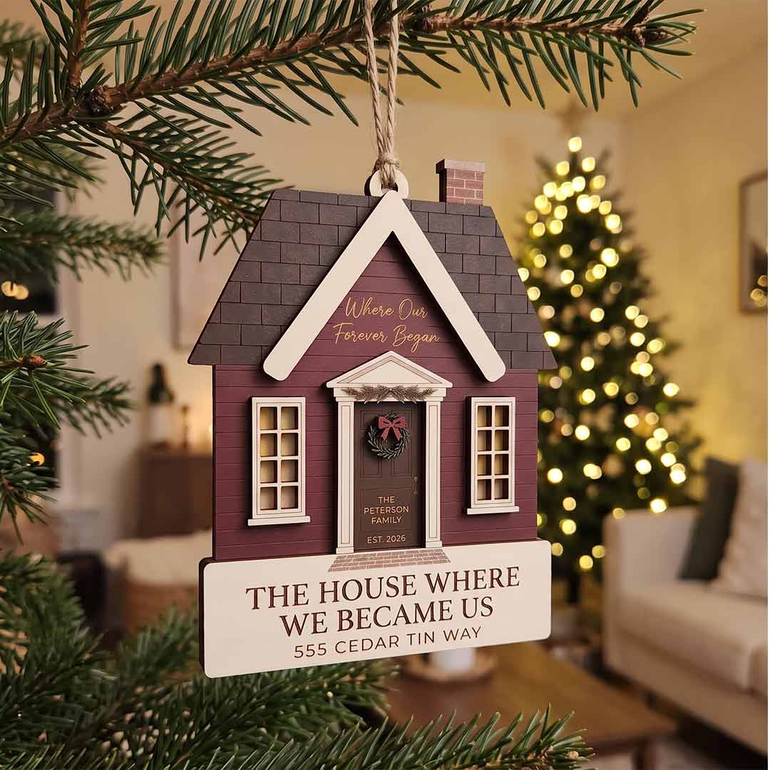 First Christmas in Our New Home Personalized New Home Custom Name Date Address Wooden Christmas
