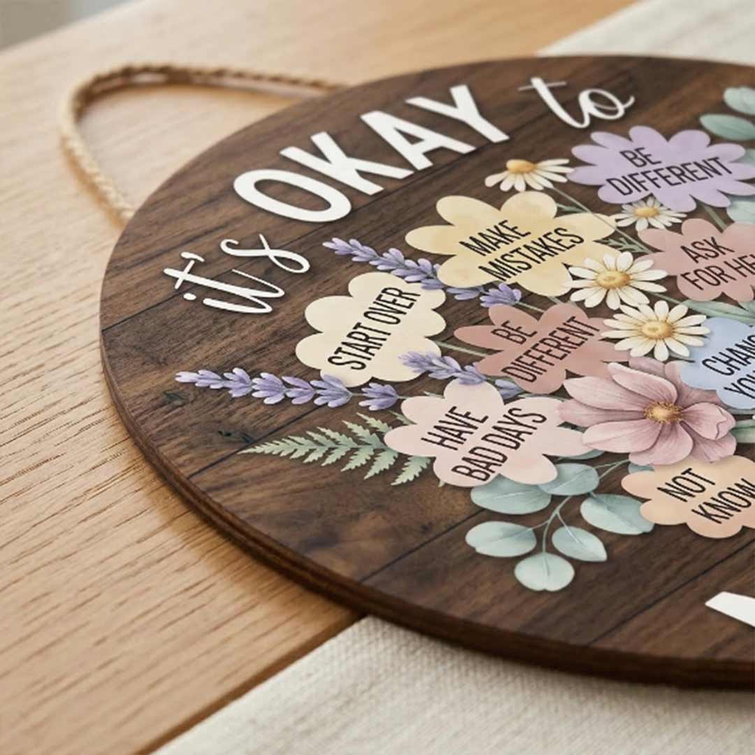 Personalized Teacher Name Wooden Sign Door Hanger Flowers School Counselor Sign Wooden Classroom Decor, Back to School Sign
