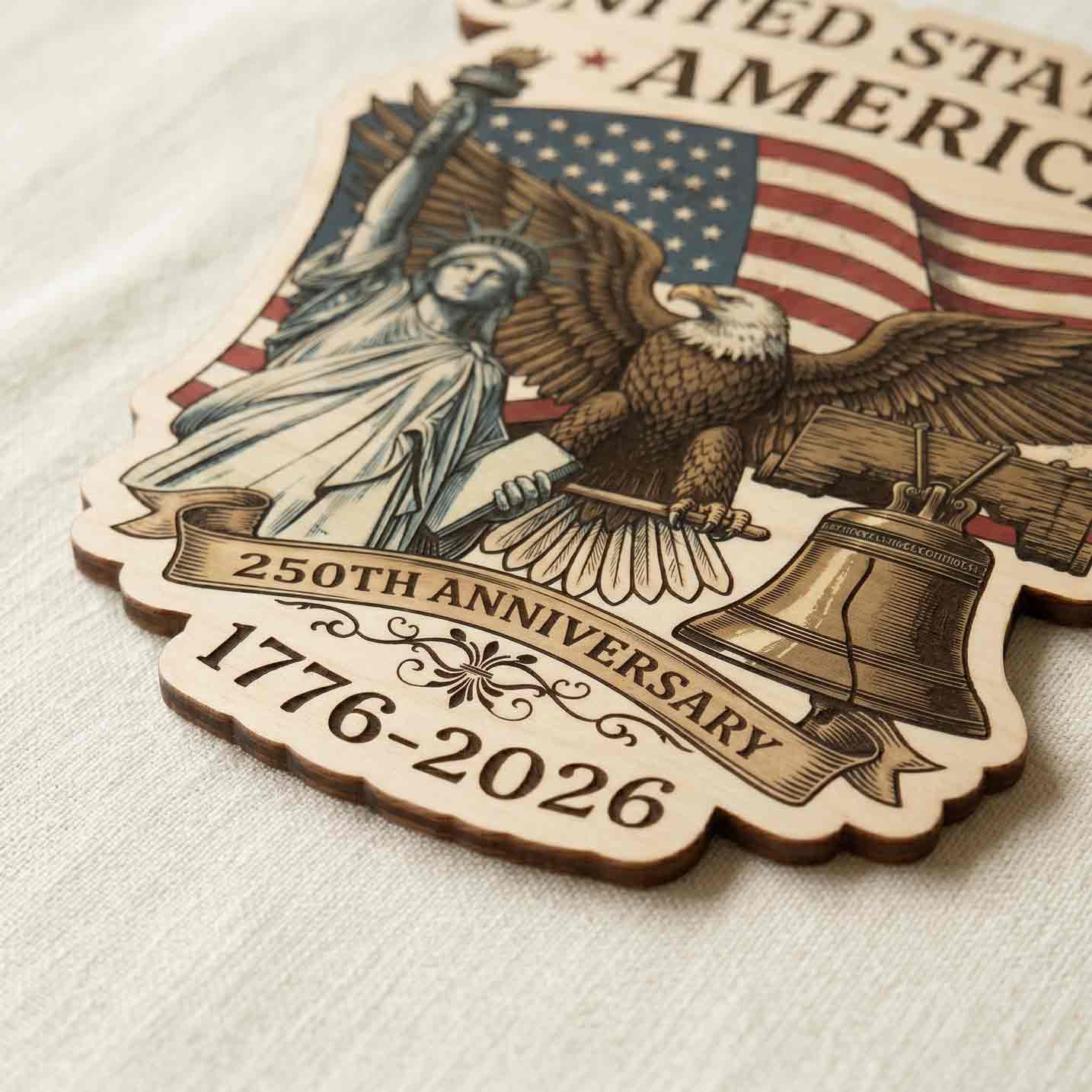United States Of America 250th Anniversary Wooden Hanging Sign 1776-2026