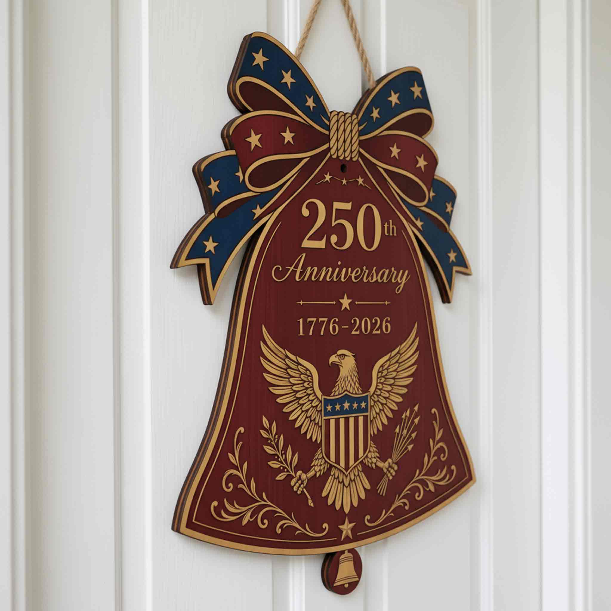 America 250th Anniversary Wooden Sign With Liberty Bell Patriotic Decor