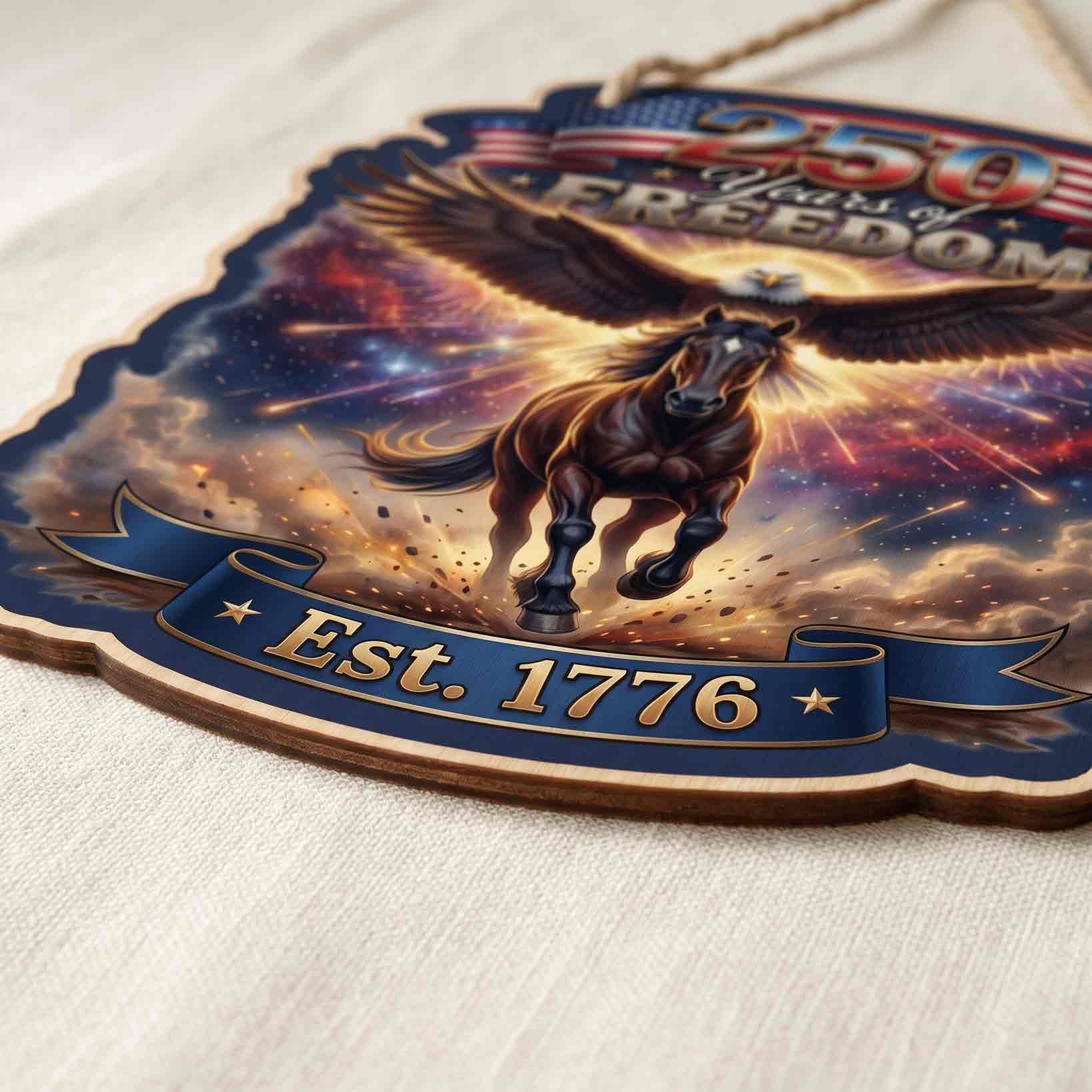 America 250th Anniversary Wooden Sign Western Freedom Decor