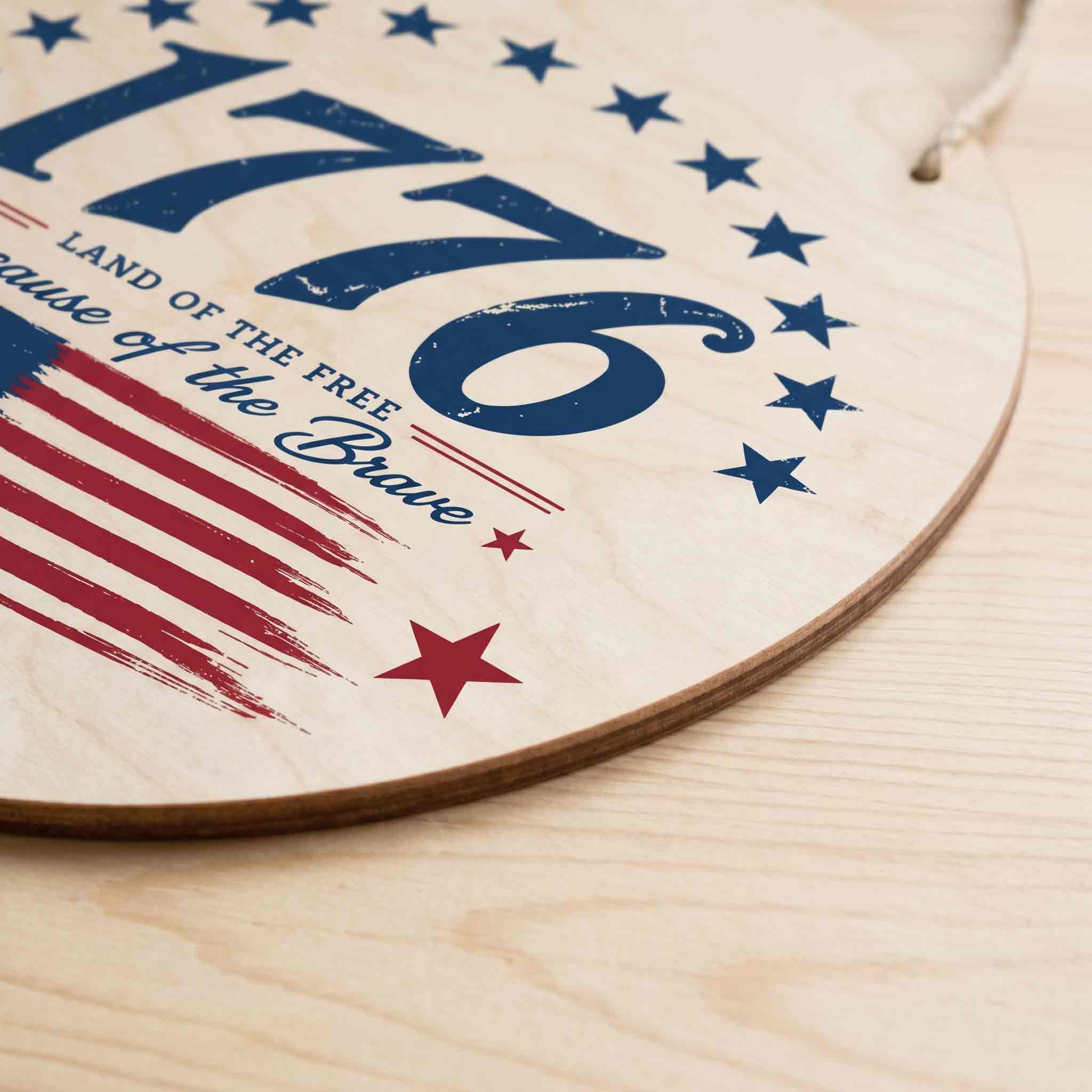 1776 Land Of The Free Because Of The Brave Wooden Sign America 250 Patriotic Decor