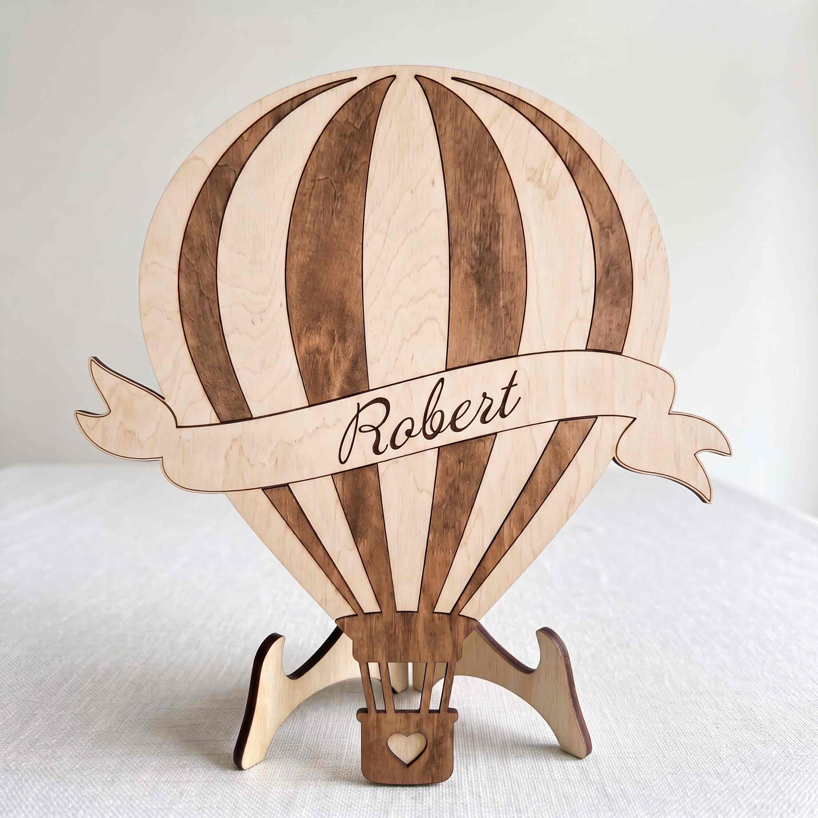 Personalized Hot Air Balloon Nursery Name Sign Wooden Baby Room Decor