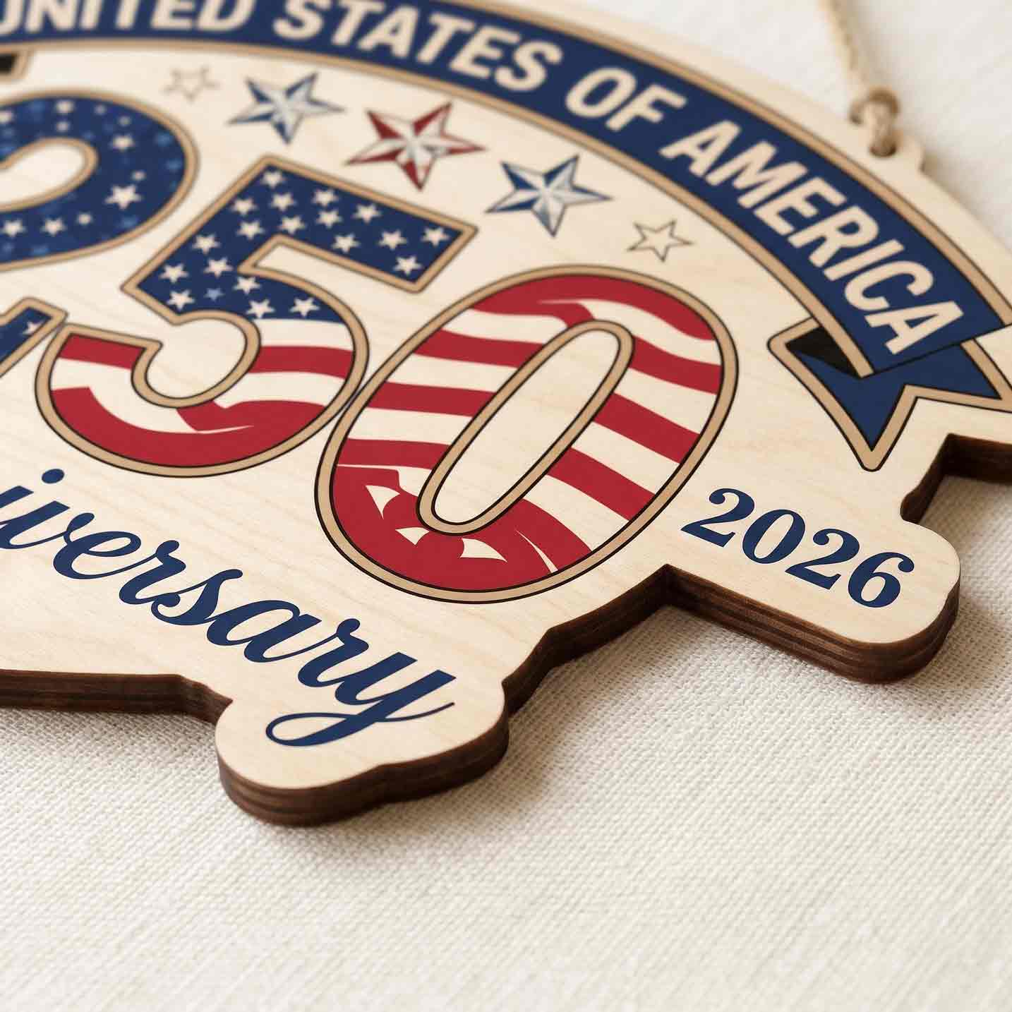 United States of America 250th Anniversary Wooden Sign Patriotic Decor