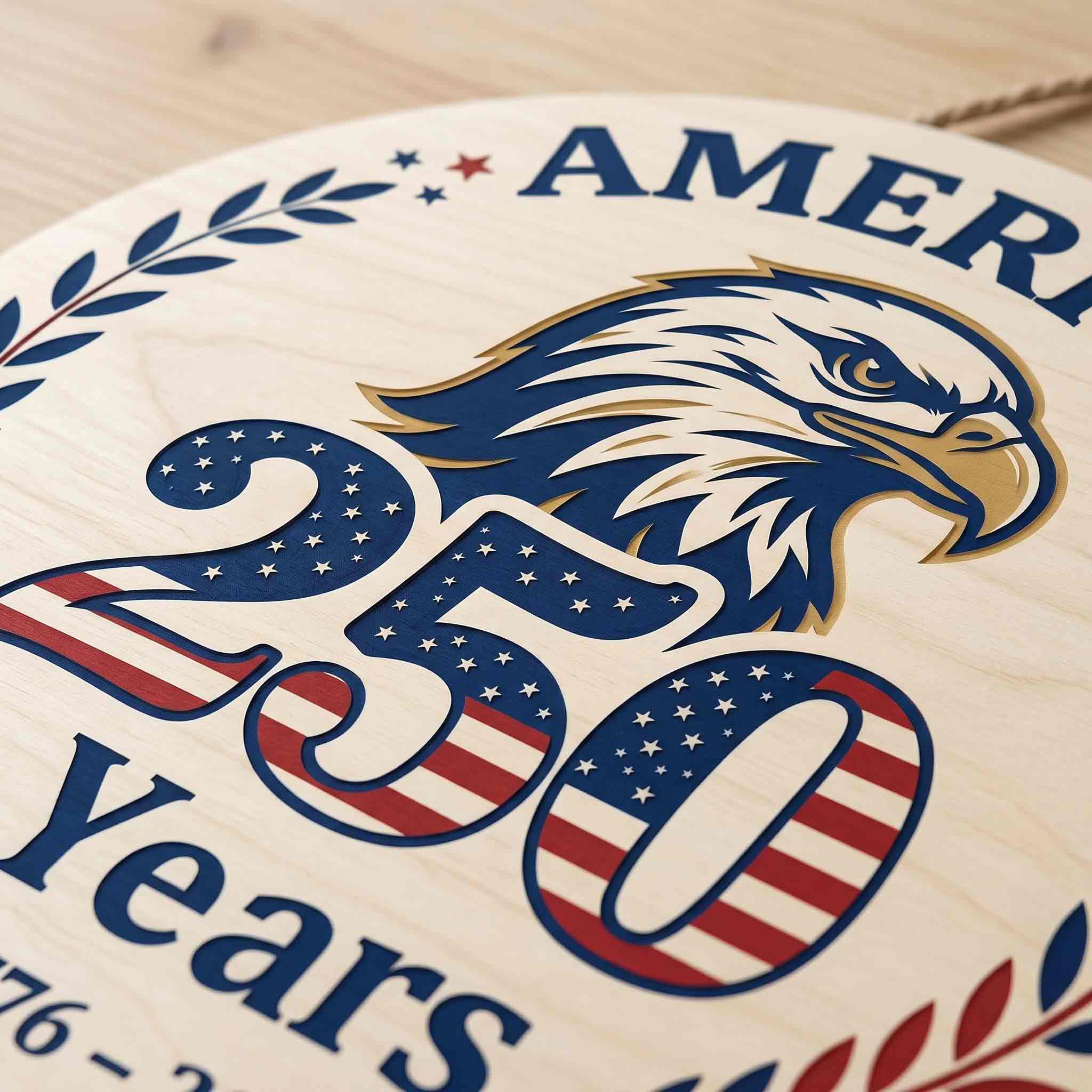 America 250th Anniversary Wooden Sign With Bald Eagle Patriotic Decor