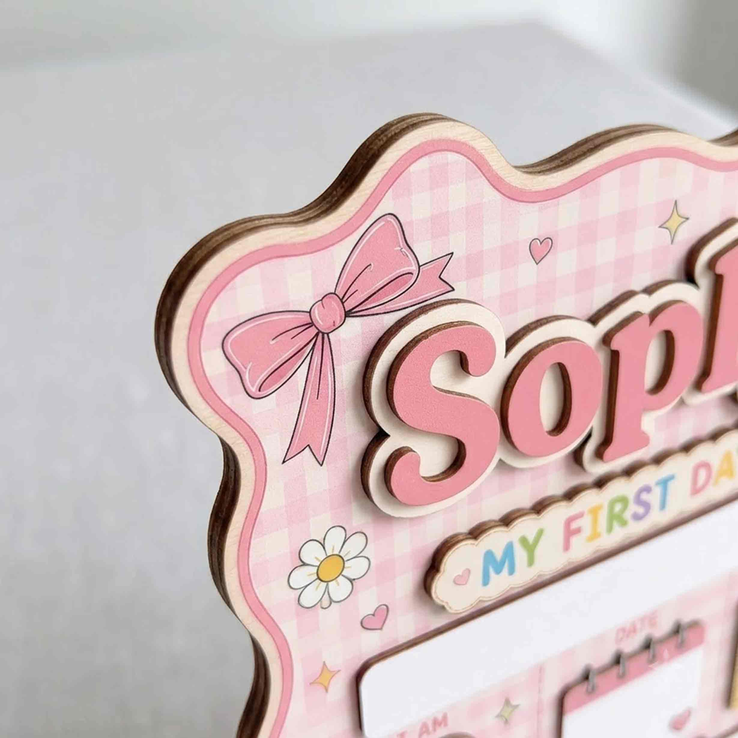 Personalized Girly School Theme First & Last Day School Sign, Reusable Dry Erase Board, Back to School Sign