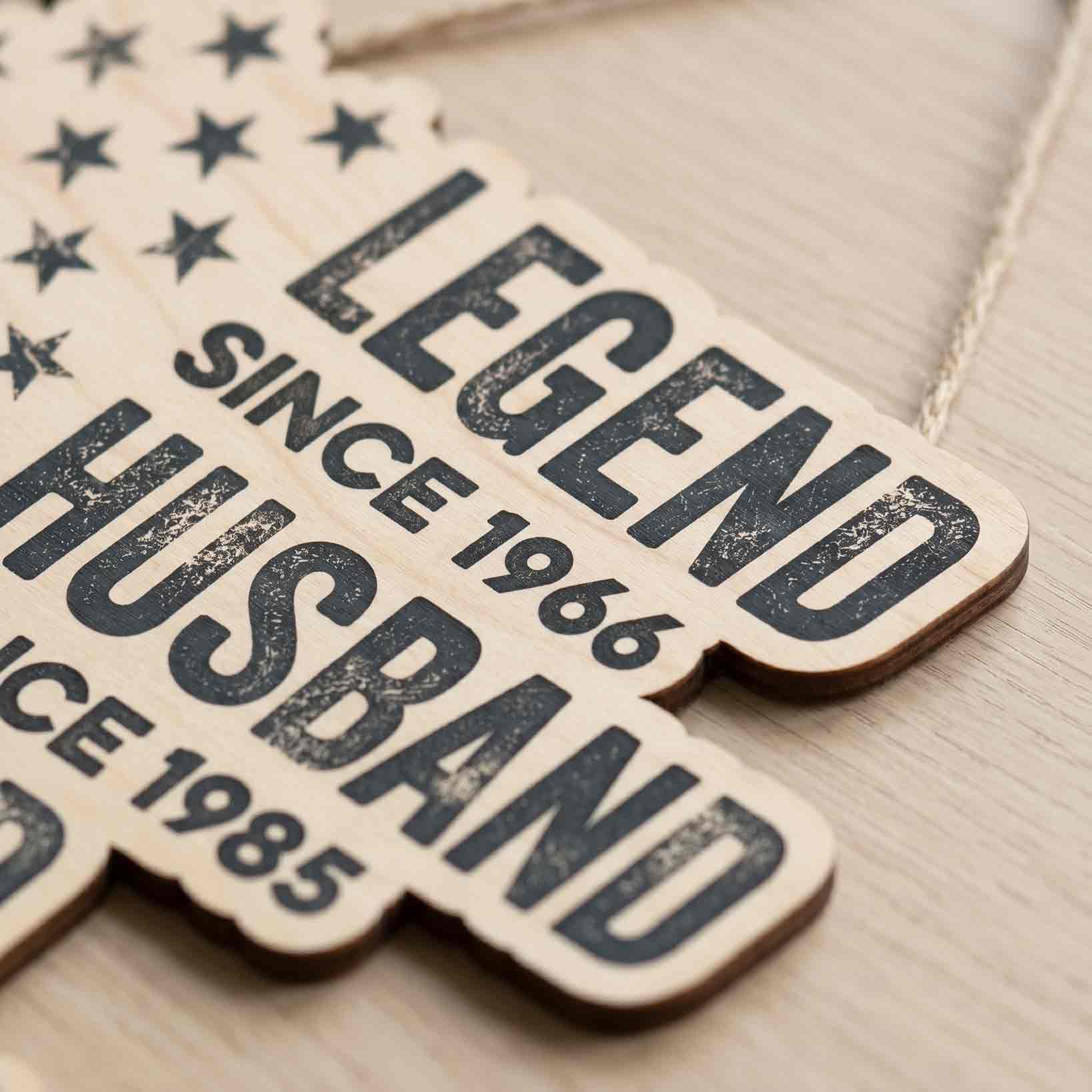 Personalized Legend Husband Dad Papa American Flag Patriotic Wooden Sign