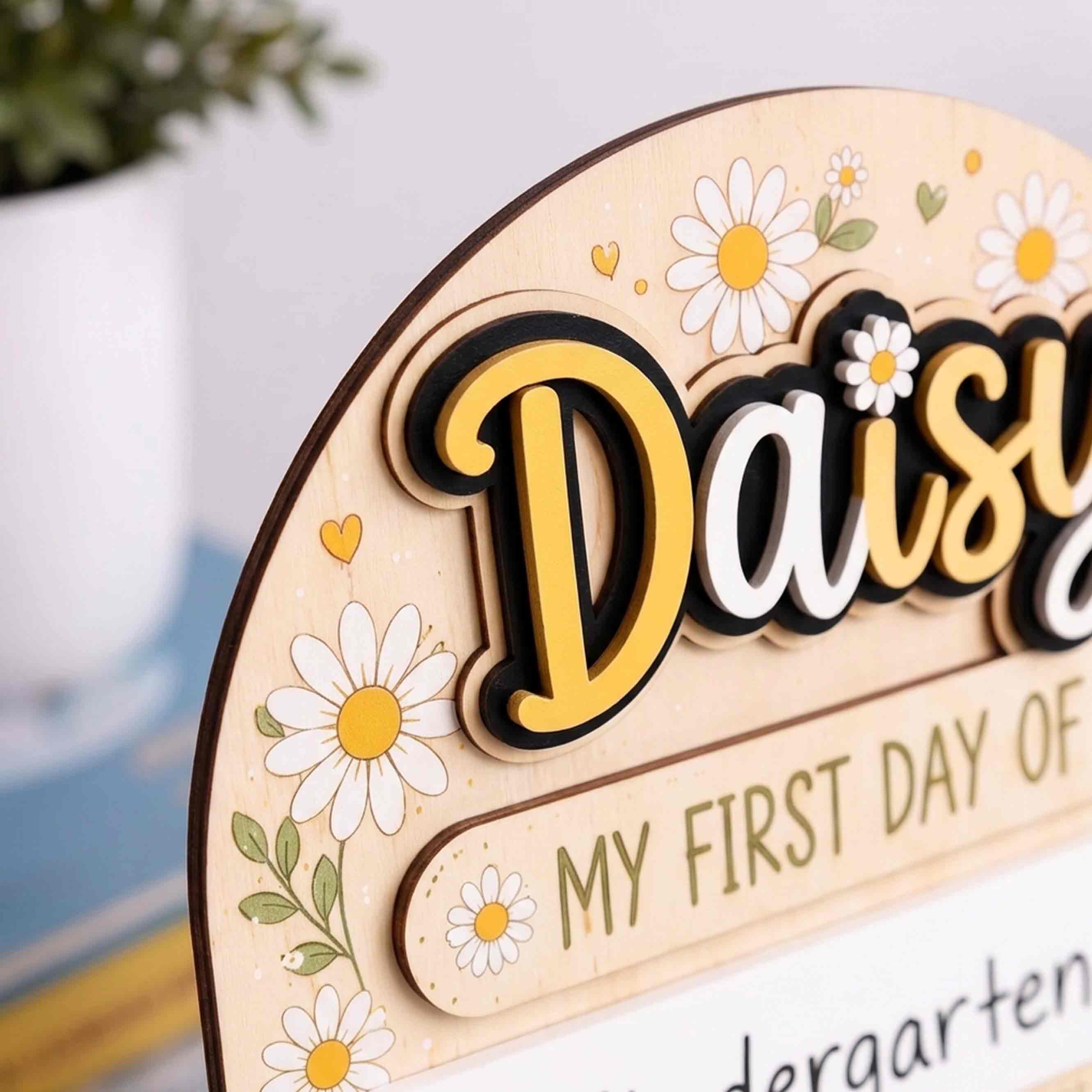 Personalized Daisy Flowers Theme First & Last Day School Sign, Reusable Dry Erase Board, Back to School Sign