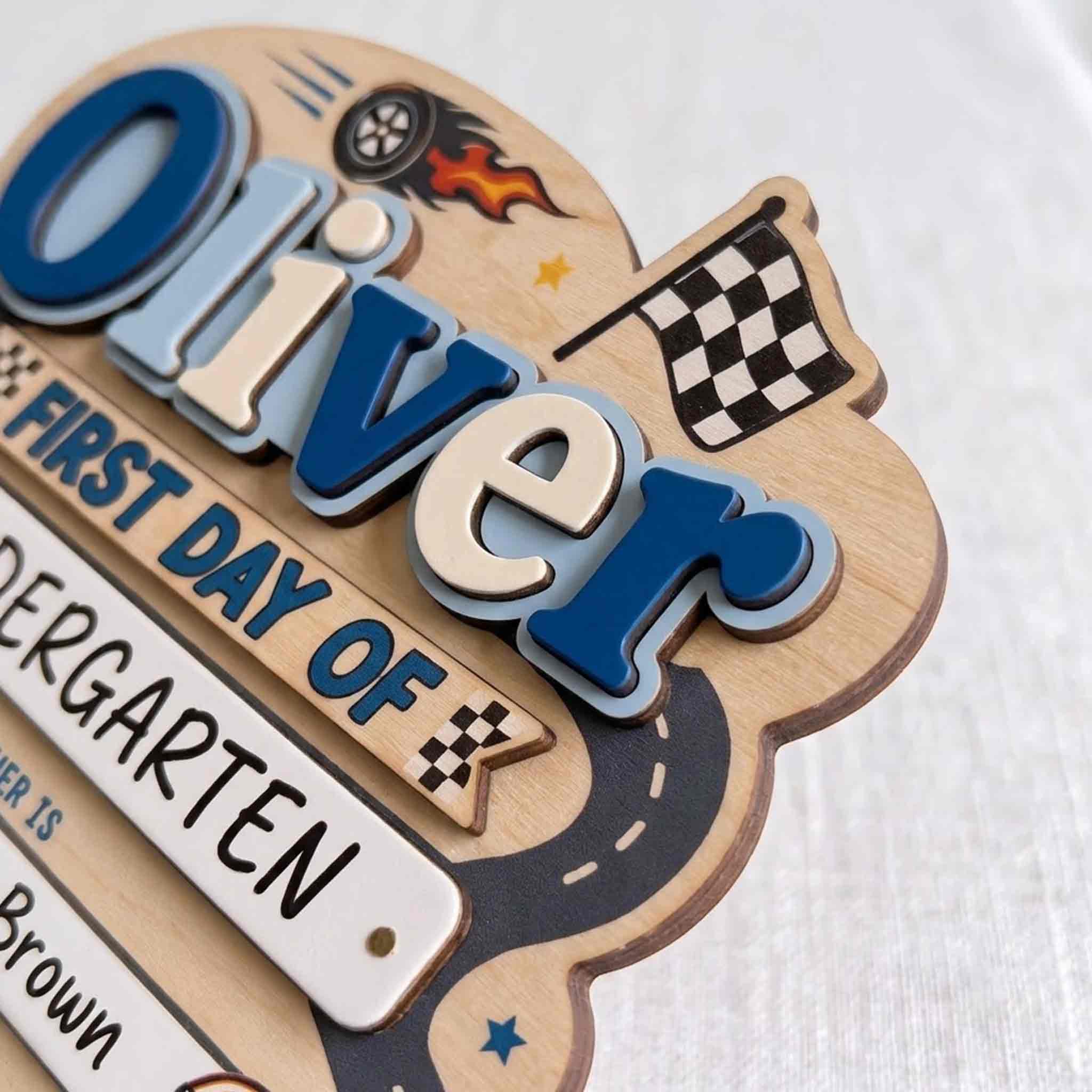 Personalized Formula Race Theme First & Last Day School Sign, Reusable Dry Erase Board, Back to School Sign