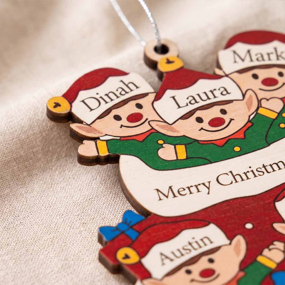 Kid In Stock Christmas Holiday Keepsake Personalized Custom Name Cute Child Family 1-Layer Wooden Christmas Ornament for Family