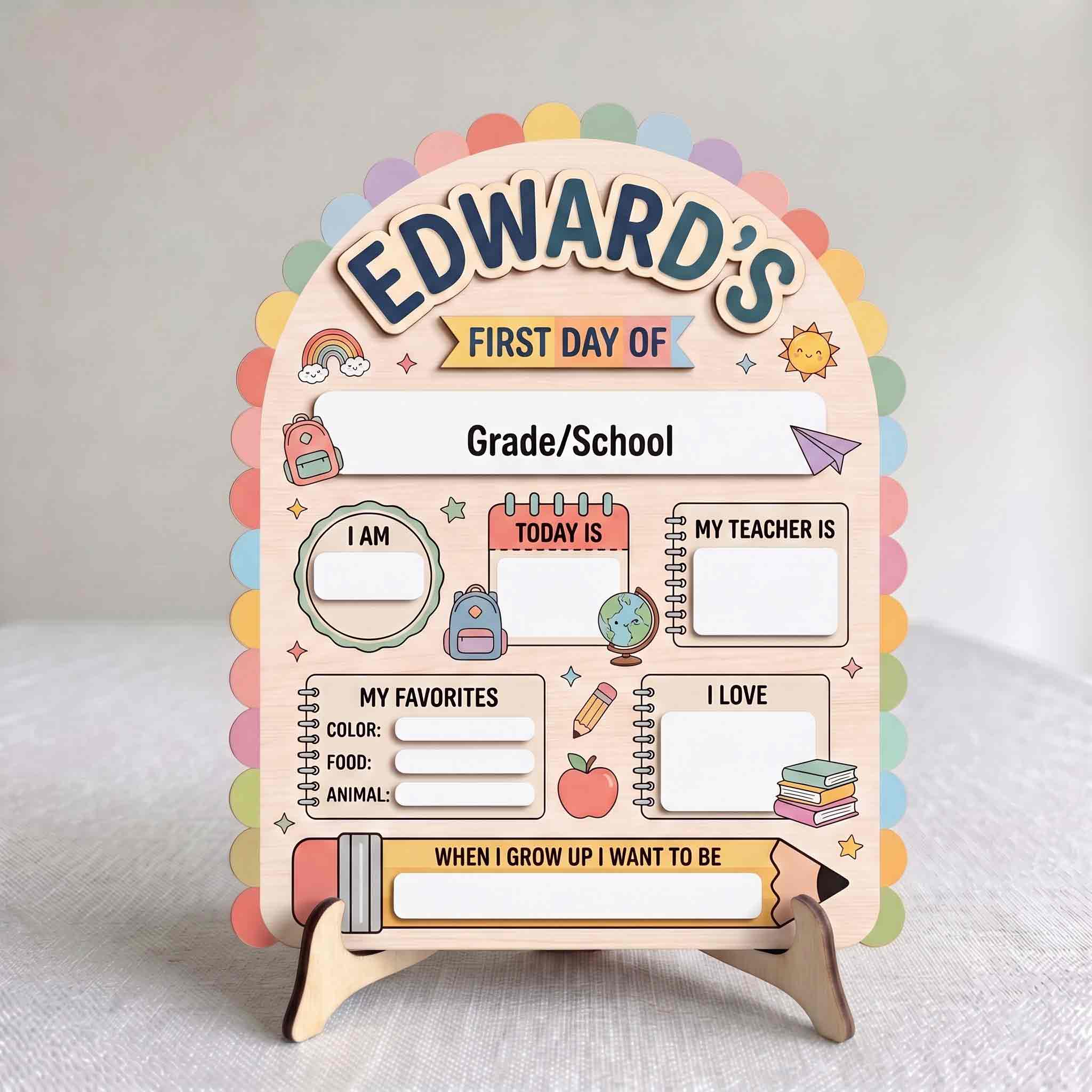 Personalized Colorful Classroom Adventure First & Last Day School Sign, Reusable Dry Erase Board, Back to School Sign