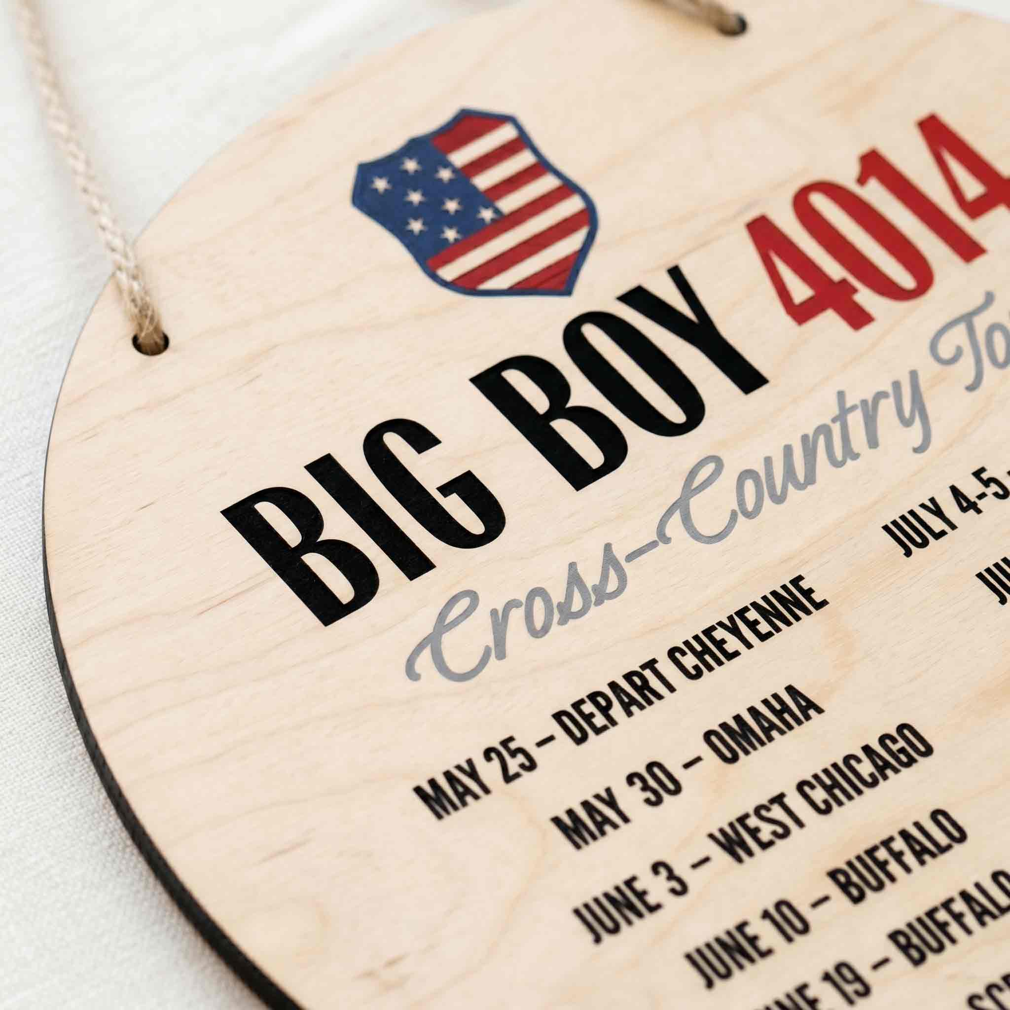 Big Boy Cross Country Tour Train Wooden Sign