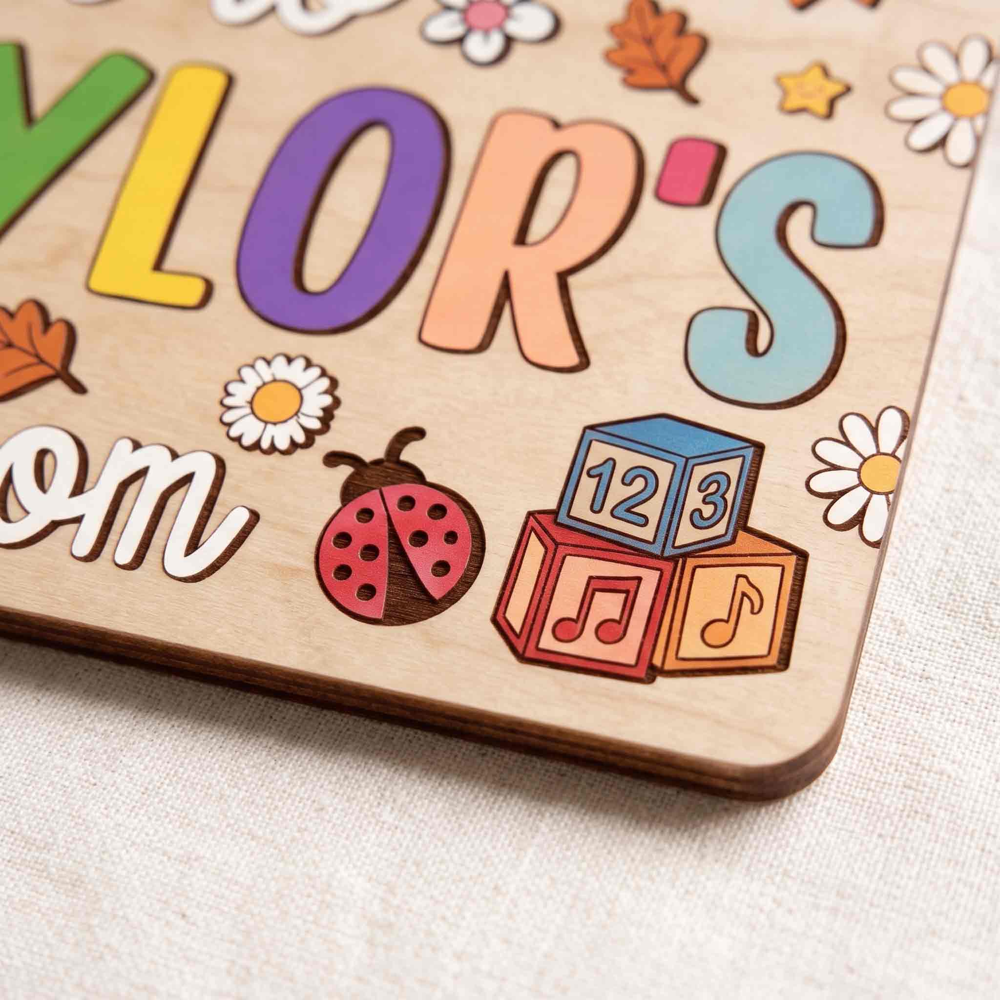 Personalized Welcome to Teacher Classroom Wooden Sign, Custom Fall Classroom Door Hanger with Autumn Leaves