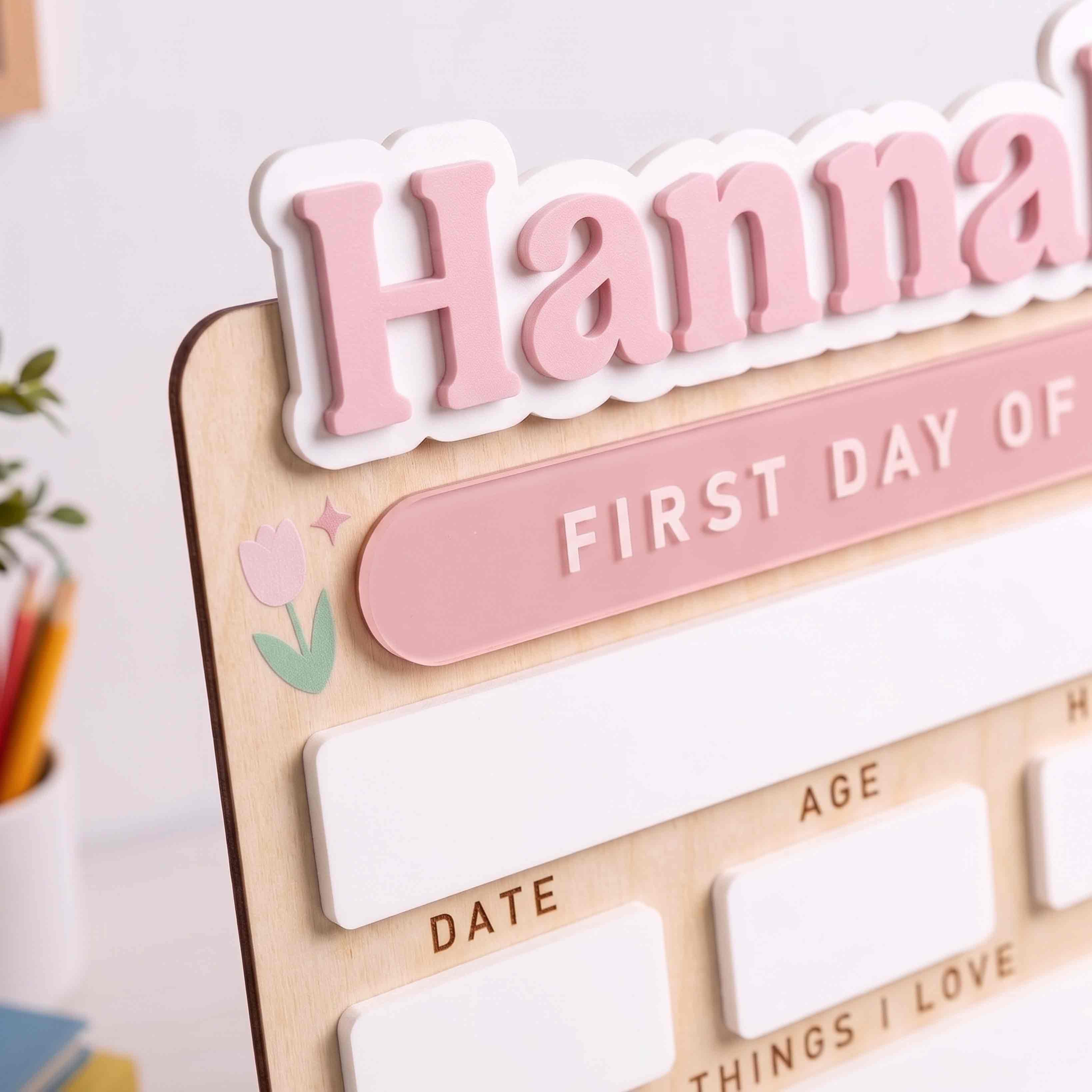 Personalized Tulip Garden Theme First & Last Day School Sign, Reusable Dry Erase Board, Back to School Sign