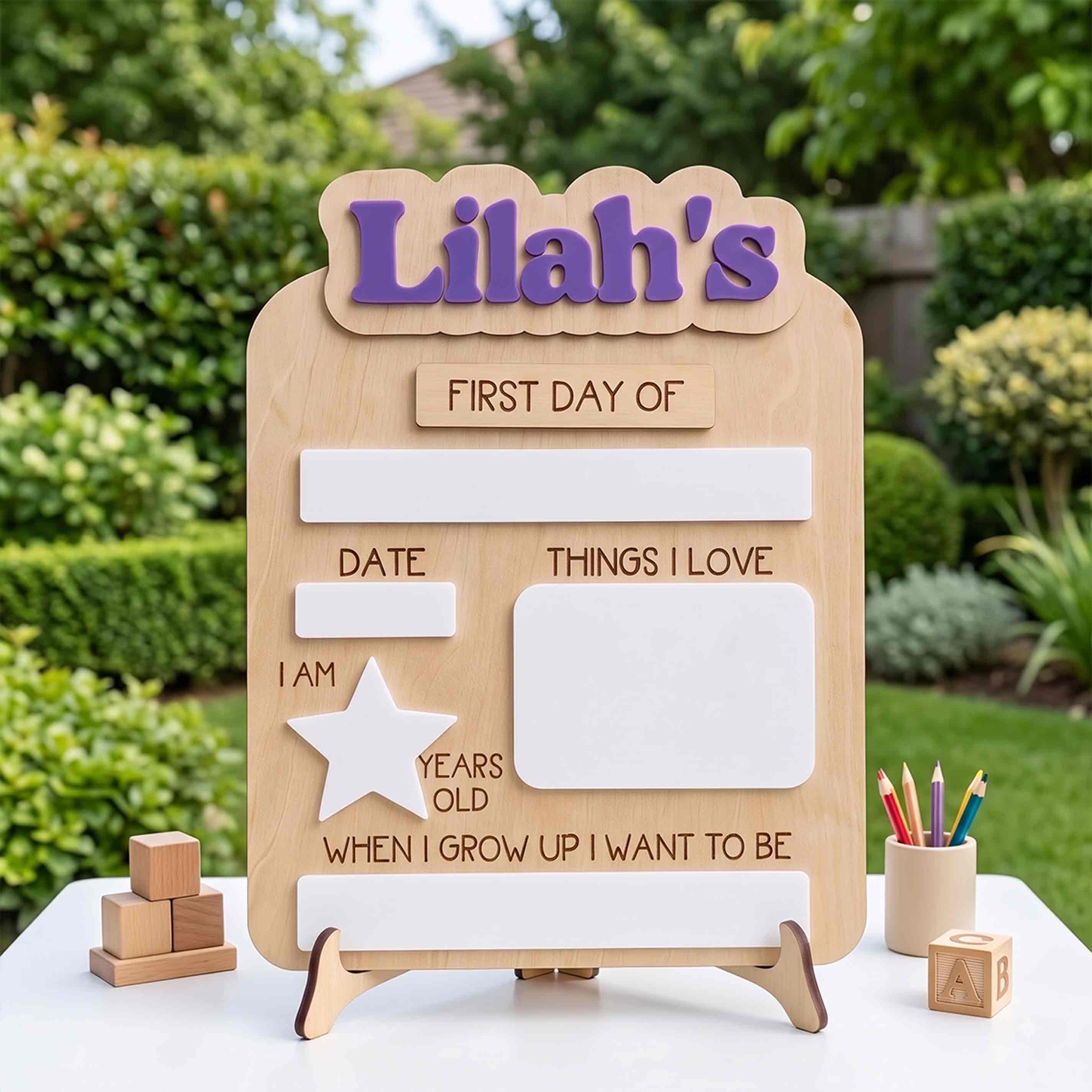 Personalized Modern Minimal Style First & Last Day School Sign, Reusable Dry Erase Board, Back to School Sign