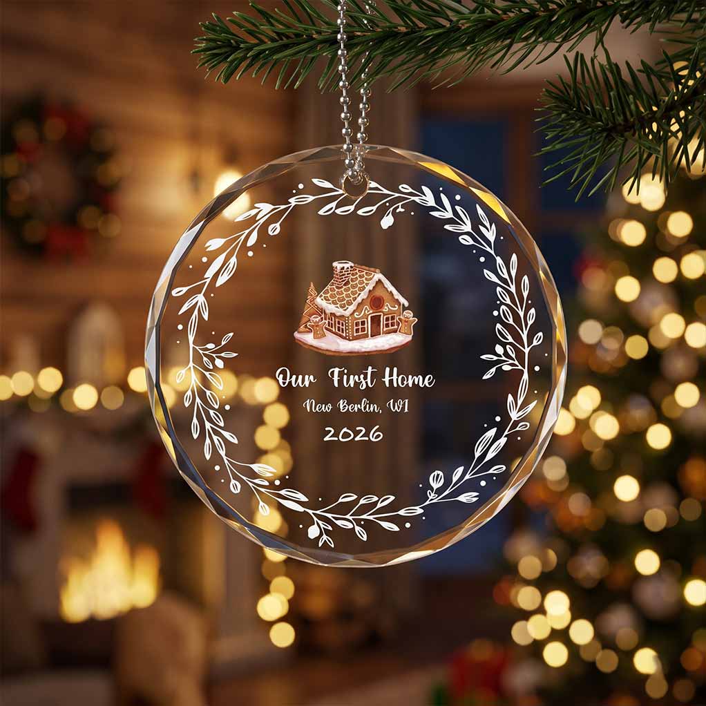 Our First Christmas Home 2026 Housewarming Custom Date Address New Home Round Glass Ornament
