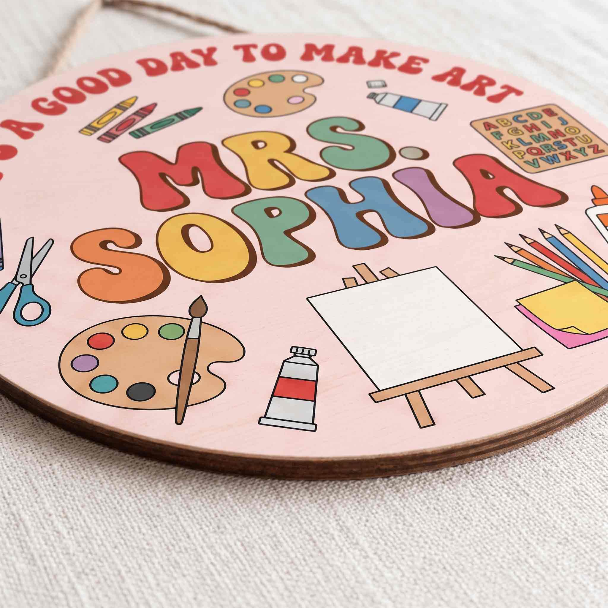 Personalized Art Teacher Classroom Wooden School Sign, Custom It's A Good Day To Make Art Teacher Door Hanger, Back to School Classroom Decor Gift