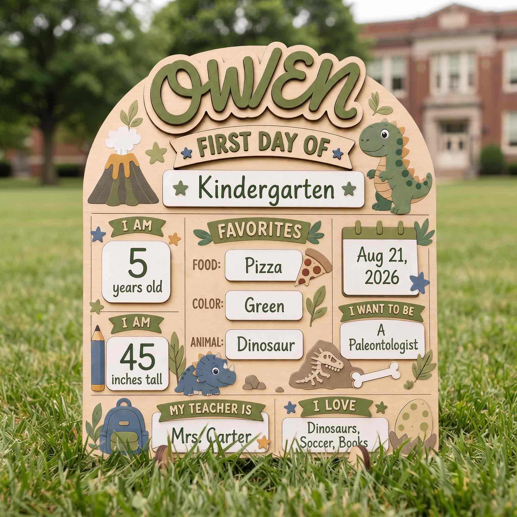 Personalized Dinosaur Adventure First Day School Board, Reusable Dry Erase Board, Back to School Sign