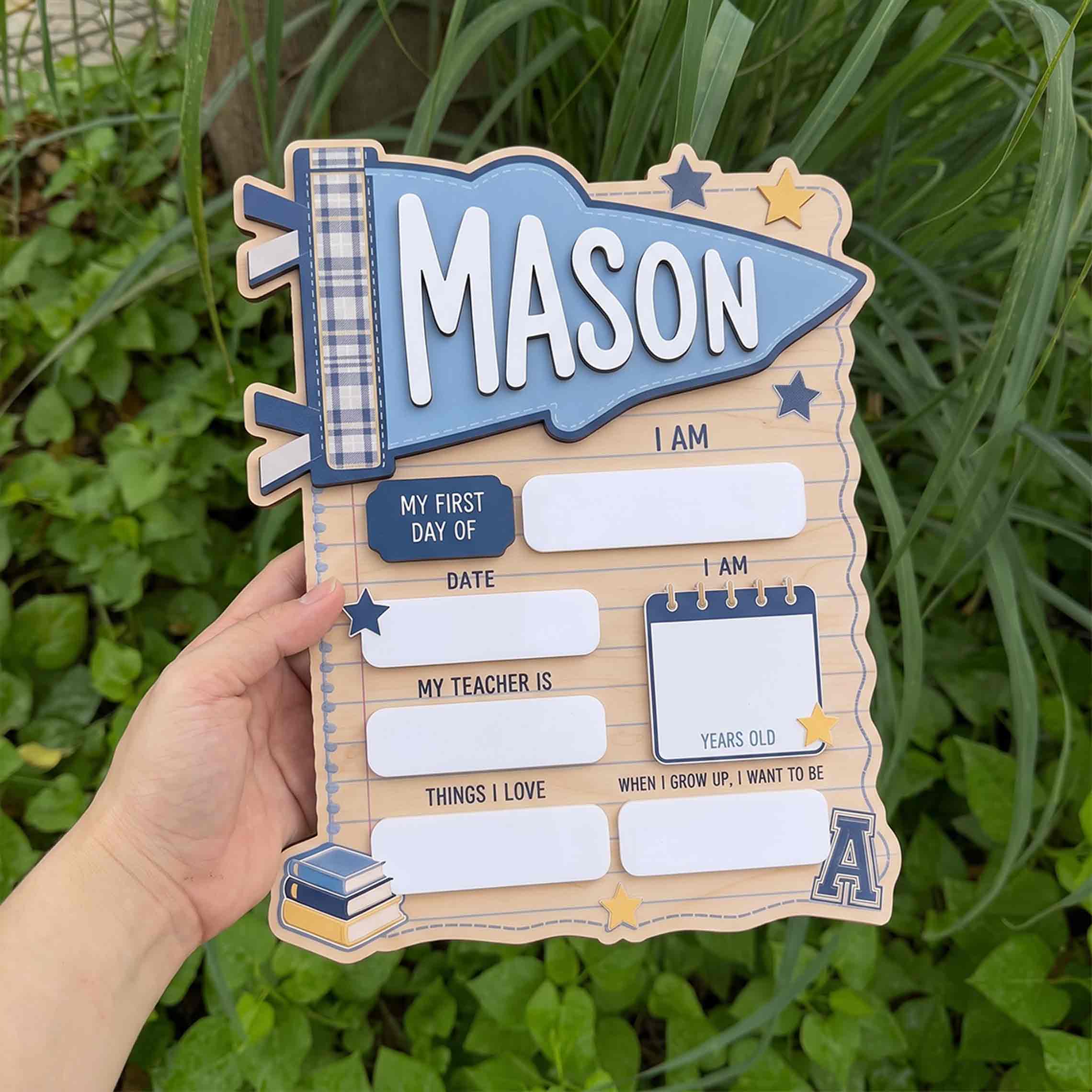 Personalized School Spirit Theme First & Last Day School Sign, Reusable Dry Erase Board, Back to School Sign