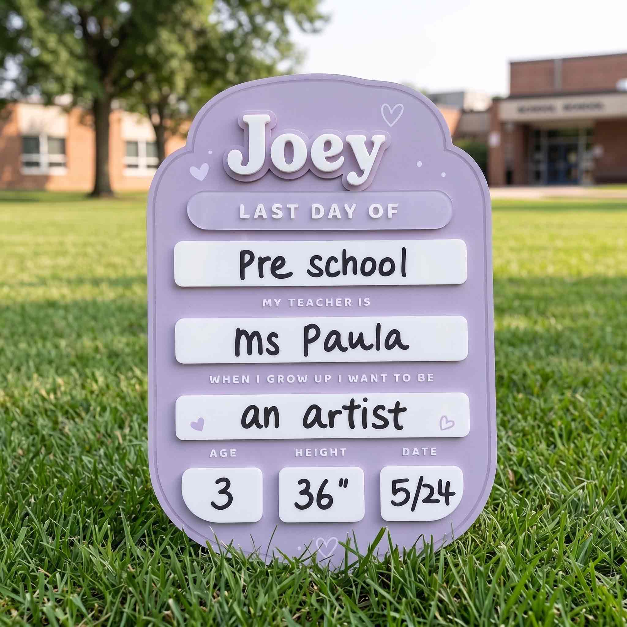 Personalized Pastel Lavender First & Last Day School Board, Reusable Dry Erase Board, Back to School Sign