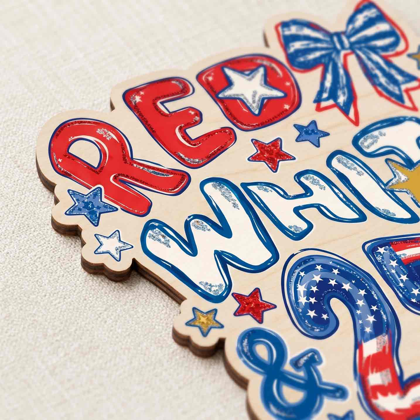 Red White and 250 Wooden Sign Patriotic America 250 Celebration Decor