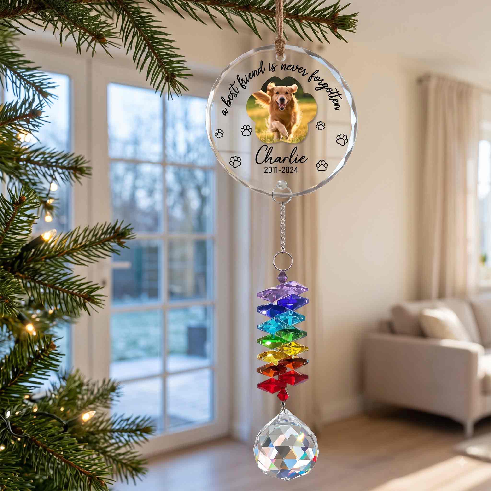 Round Glass Ornament With Crystal Charm