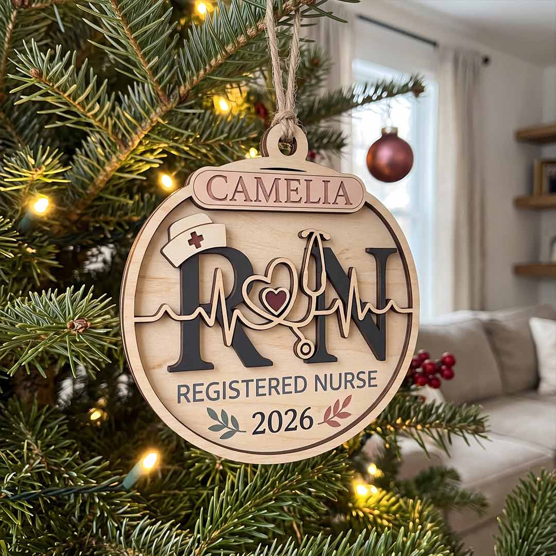 Nurse Graduation Personalized Nurse Custom Name Date Nurse Appreciation Wooden Christmas Ornament