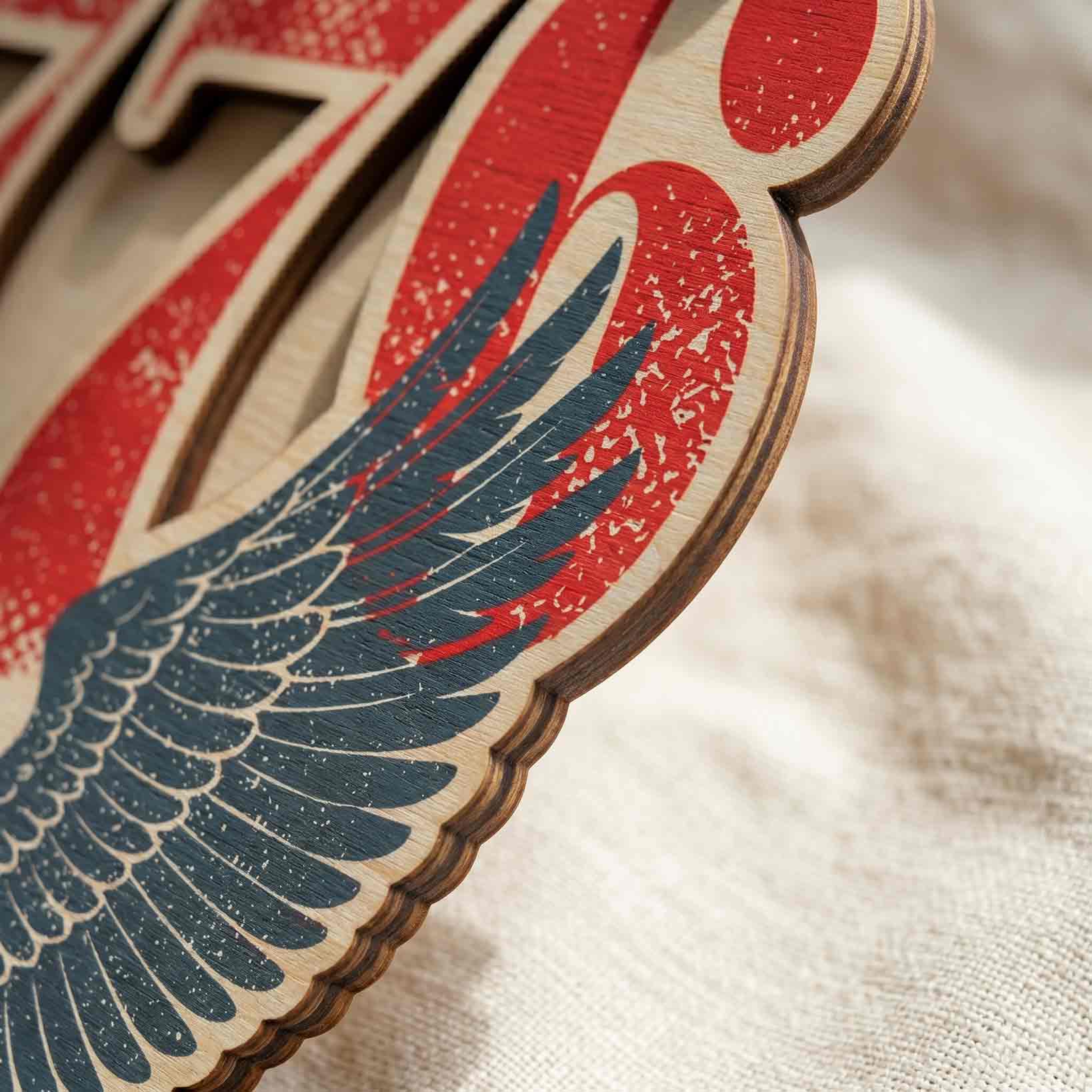 1776 Bald Eagle Retro Distressed Patriotic Wooden Sign