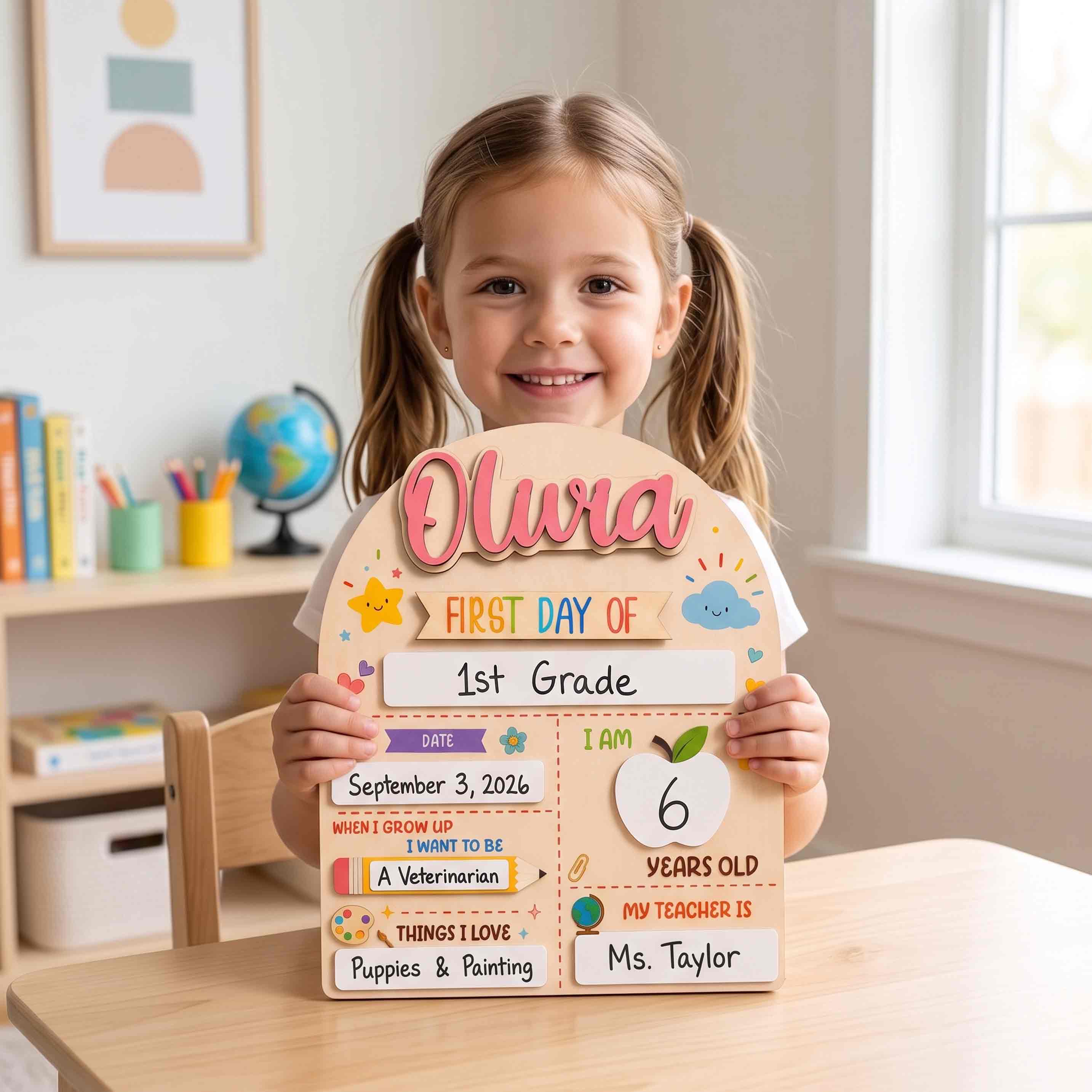 Personalized Happy Classroom First & Last Day School Board, Reusable Dry Erase Board, Back to School Sign