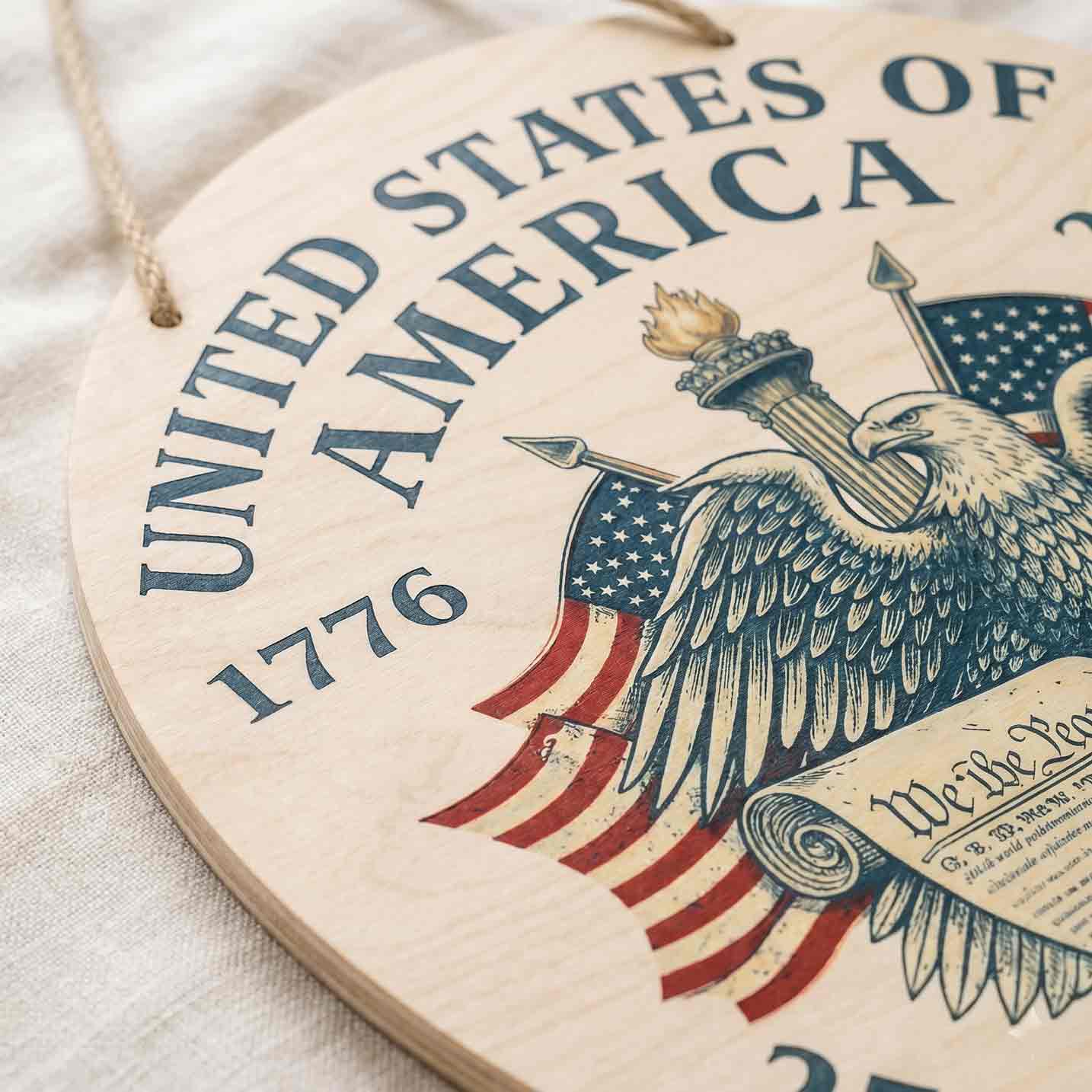 United States 250th Anniversary Wooden Sign Patriotic Eagle Decor